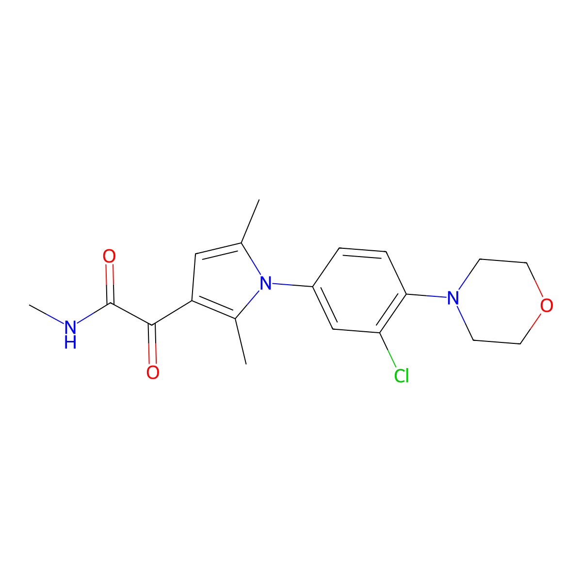 2-[1-(3-chloro-4-morpholinophenyl)-2,5-dimethyl-1H-pyrrol-3-yl]-N-methyl-2-oxoacetamide molecular structure, CAS 860610-29-3