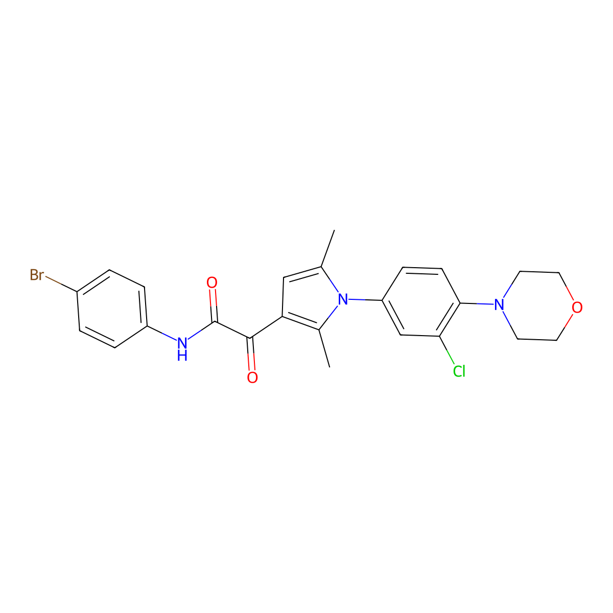 N-(4-bromophenyl)-2-[1-(3-chloro-4-morpholinophenyl)-2,5-dimethyl-1H-pyrrol-3-yl]-2-oxoacetamide molecular structure, CAS 860610-33-9