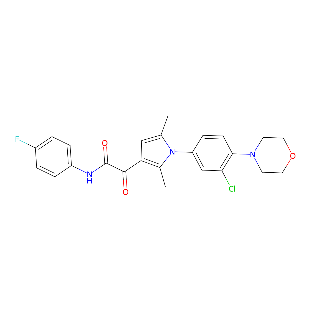 2-[1-(3-chloro-4-morpholinophenyl)-2,5-dimethyl-1H-pyrrol-3-yl]-N-(4-fluorophenyl)-2-oxoacetamide molecular structure, CAS 860610-34-0