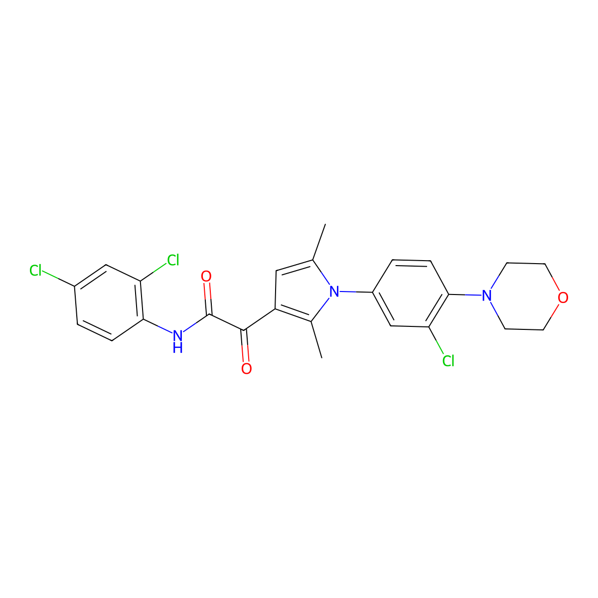 2-[1-(3-chloro-4-morpholin-4-ylphenyl)-2,5-dimethylpyrrol-3-yl]-N-(2,4-dichlorophenyl)-2-oxoacetamide molecular structure, CAS 860610-35-1