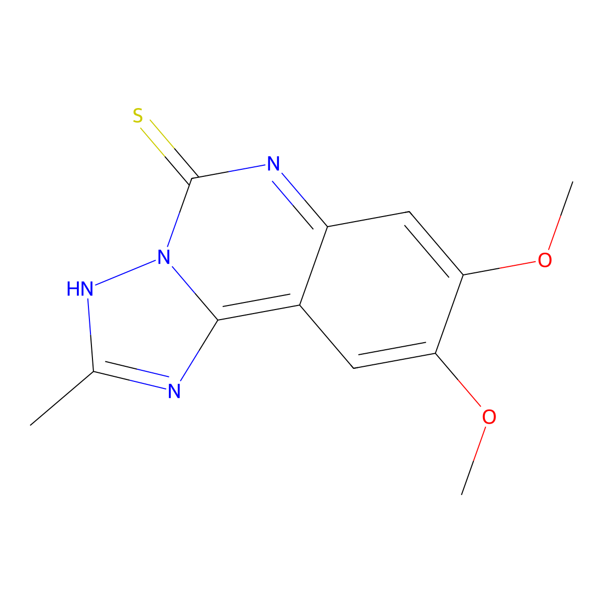 8,9-dimethoxy-2-methyl-3H-[1,2,4]triazolo[1,5-c]quinazoline-5-thione molecular structure, CAS 860610-66-8