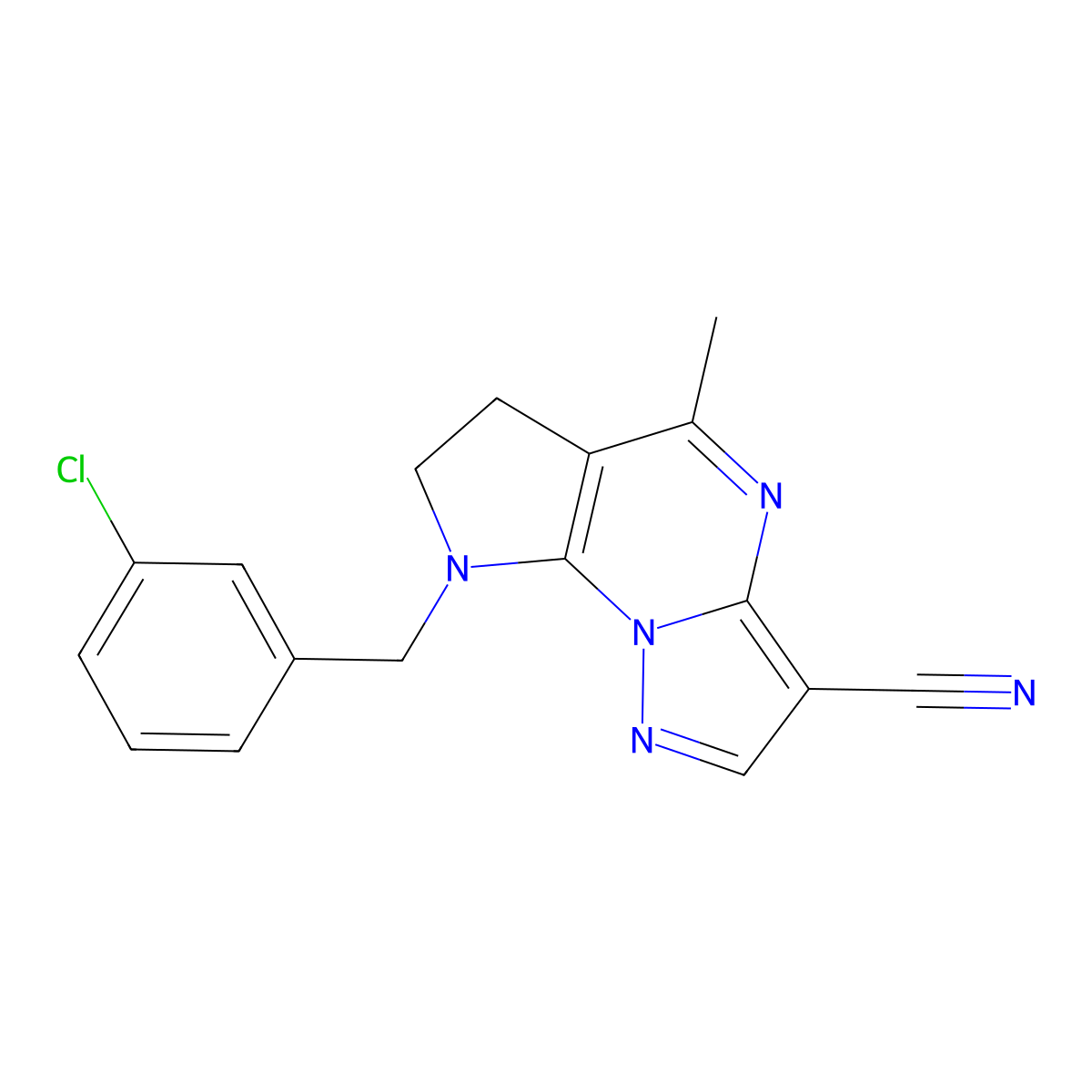 8-(3-chlorobenzyl)-5-methyl-7,8-dihydro-6H-pyrazolo[1,5-a]pyrrolo[3,2-e]pyrimidine-3-carbonitrile molecular structure, CAS 860610-67-9