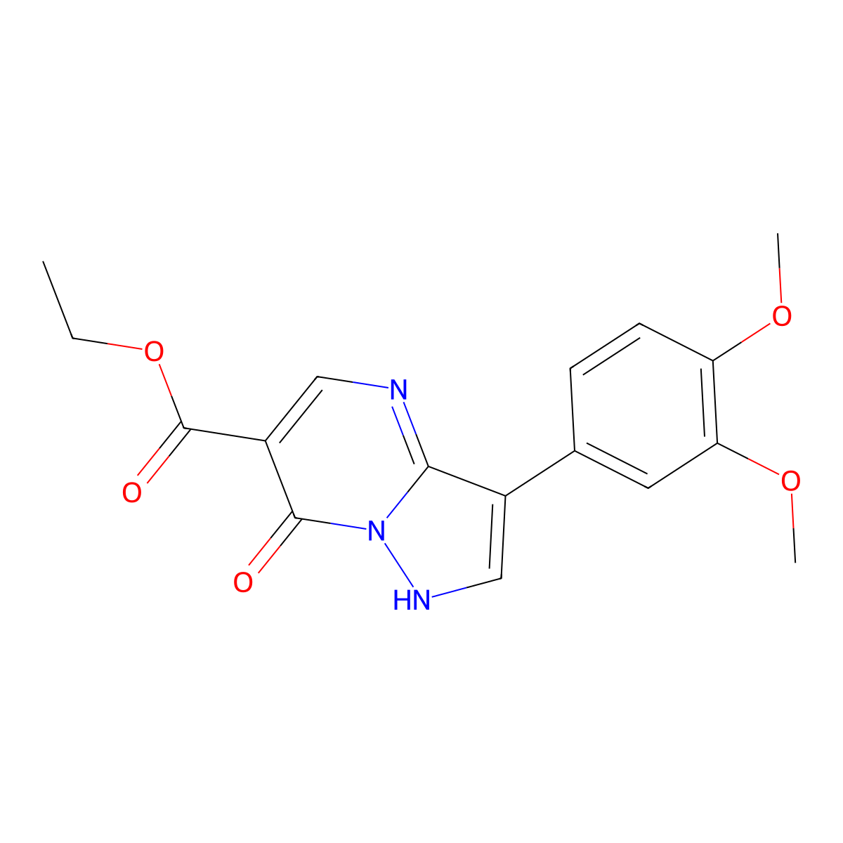Ethyl 3-(3,4-dimethoxyphenyl)-7-hydroxypyrazolo[1,5-a]pyrimidine-6-carboxylate molecular structure, CAS 860610-81-7