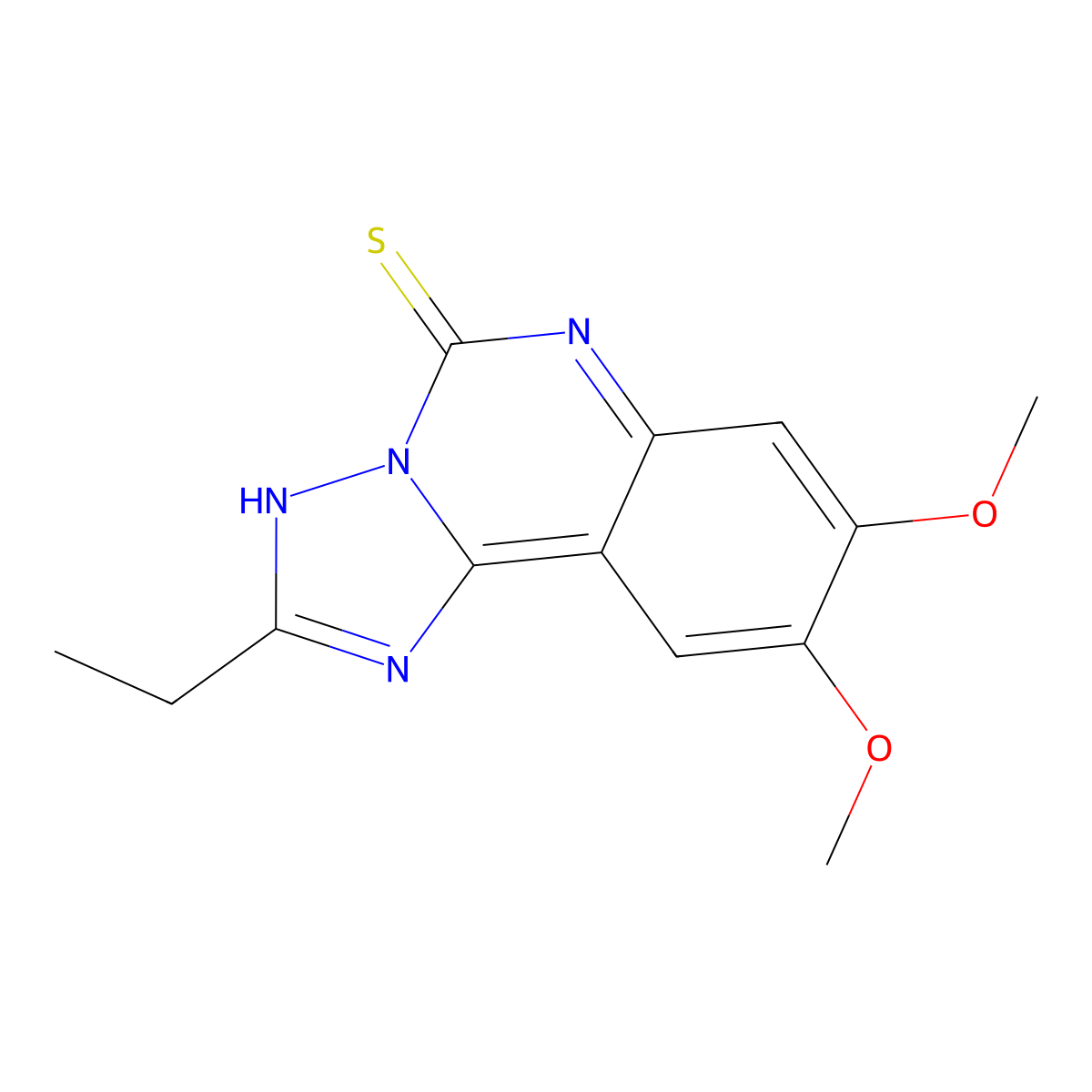 2-ethyl-8,9-dimethoxy[1,2,4]triazolo[1,5-c]quinazoline-5(6H)-thione molecular structure, CAS 860610-83-9