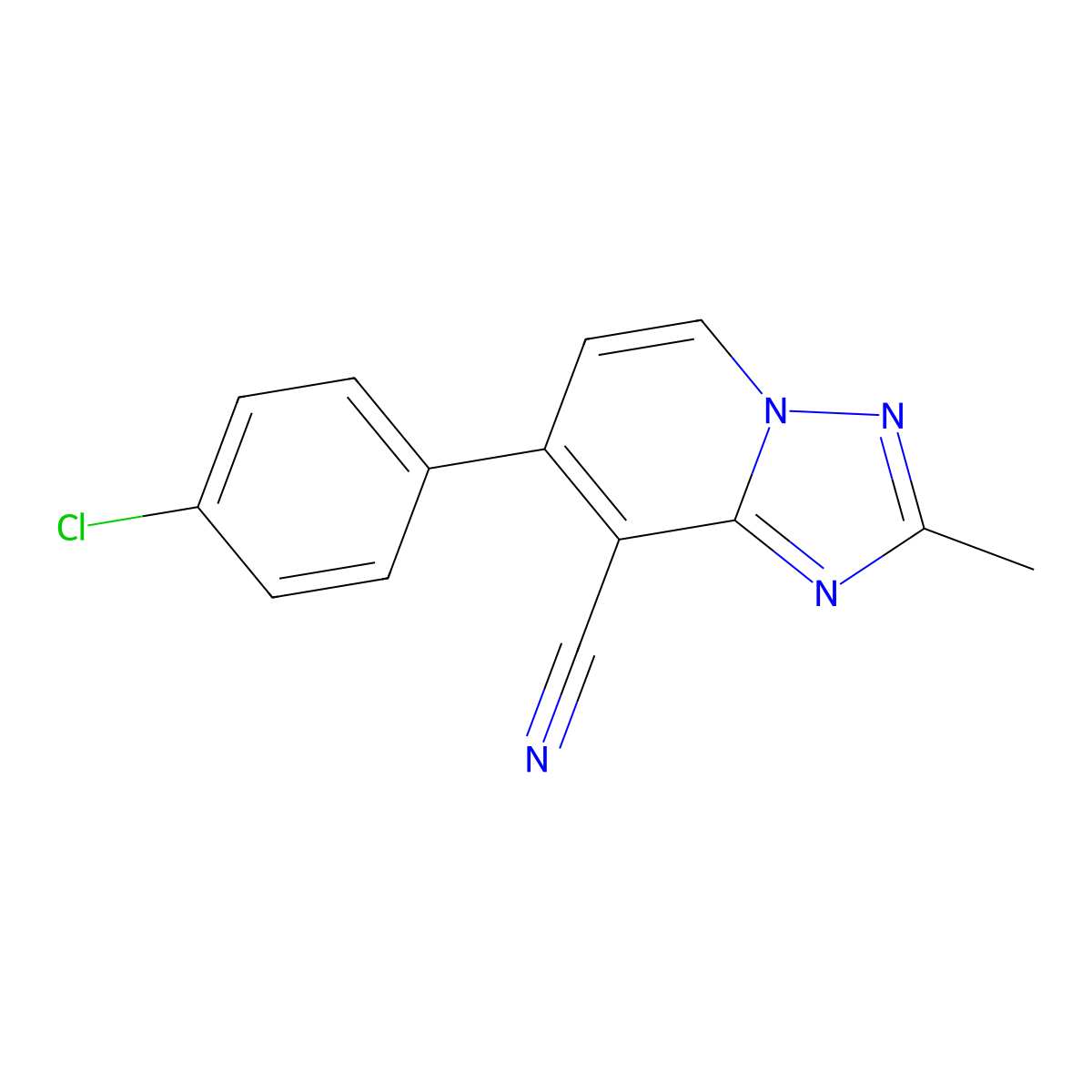 7-(4-Chlorophenyl)-2-methyl-[1,2,4]triazolo[1,5-a]pyridine-8-carbonitrile molecular structure, CAS 860610-84-0