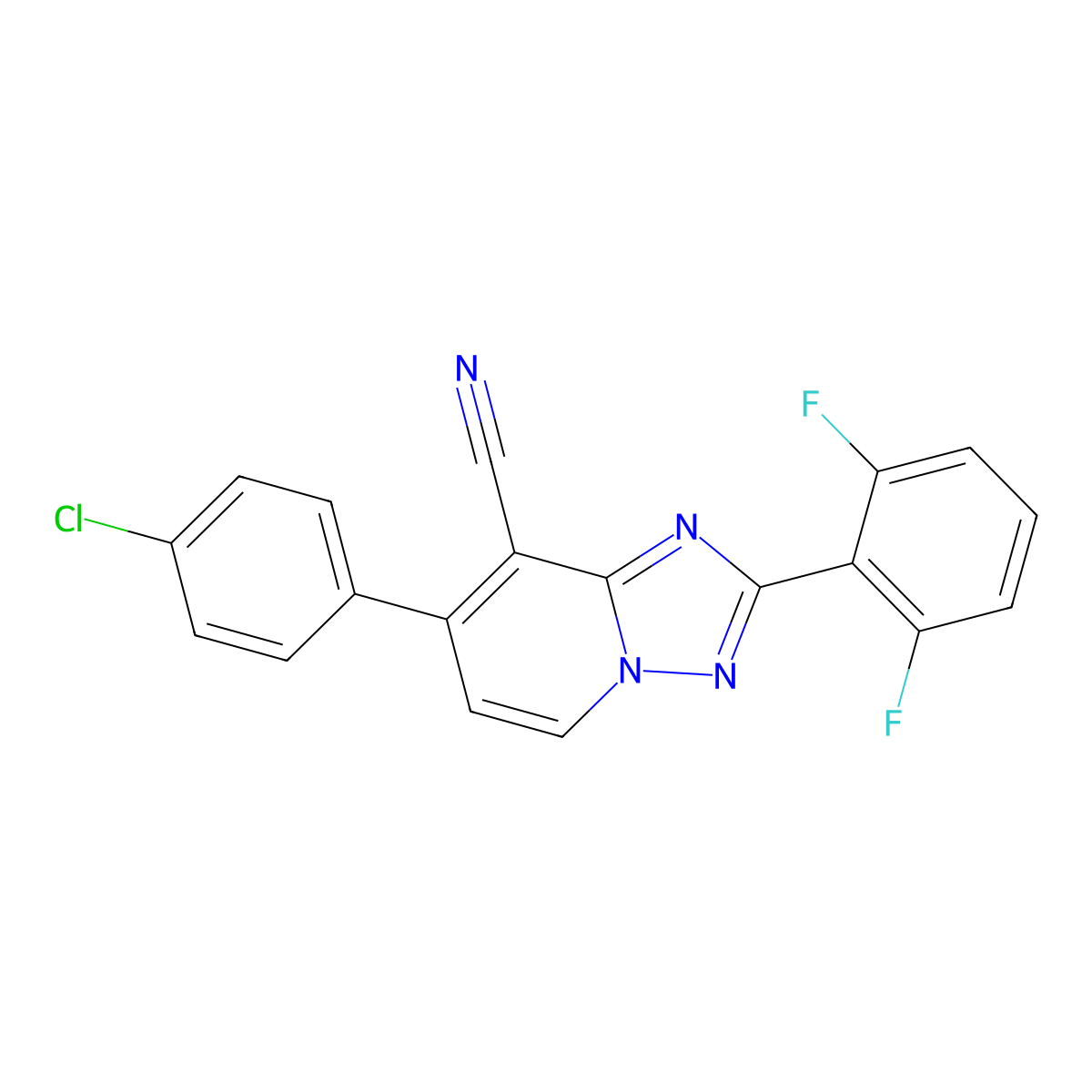 7-(4-Chlorophenyl)-2-(2,6-difluorophenyl)-[1,2,4]triazolo[1,5-a]pyridine-8-carbonitrile molecular structure, CAS 860610-86-2