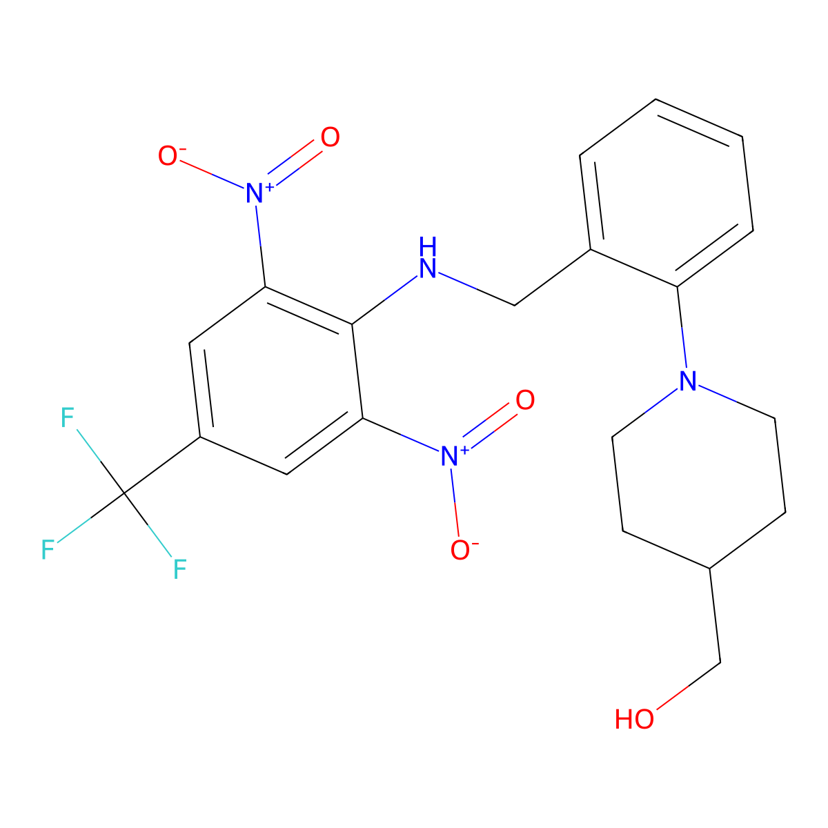 [1-(2-{[2,6-Dinitro-4-(trifluoromethyl)anilino]methyl}phenyl)-4-piperidinyl]methanol molecular structure, CAS 860610-88-4