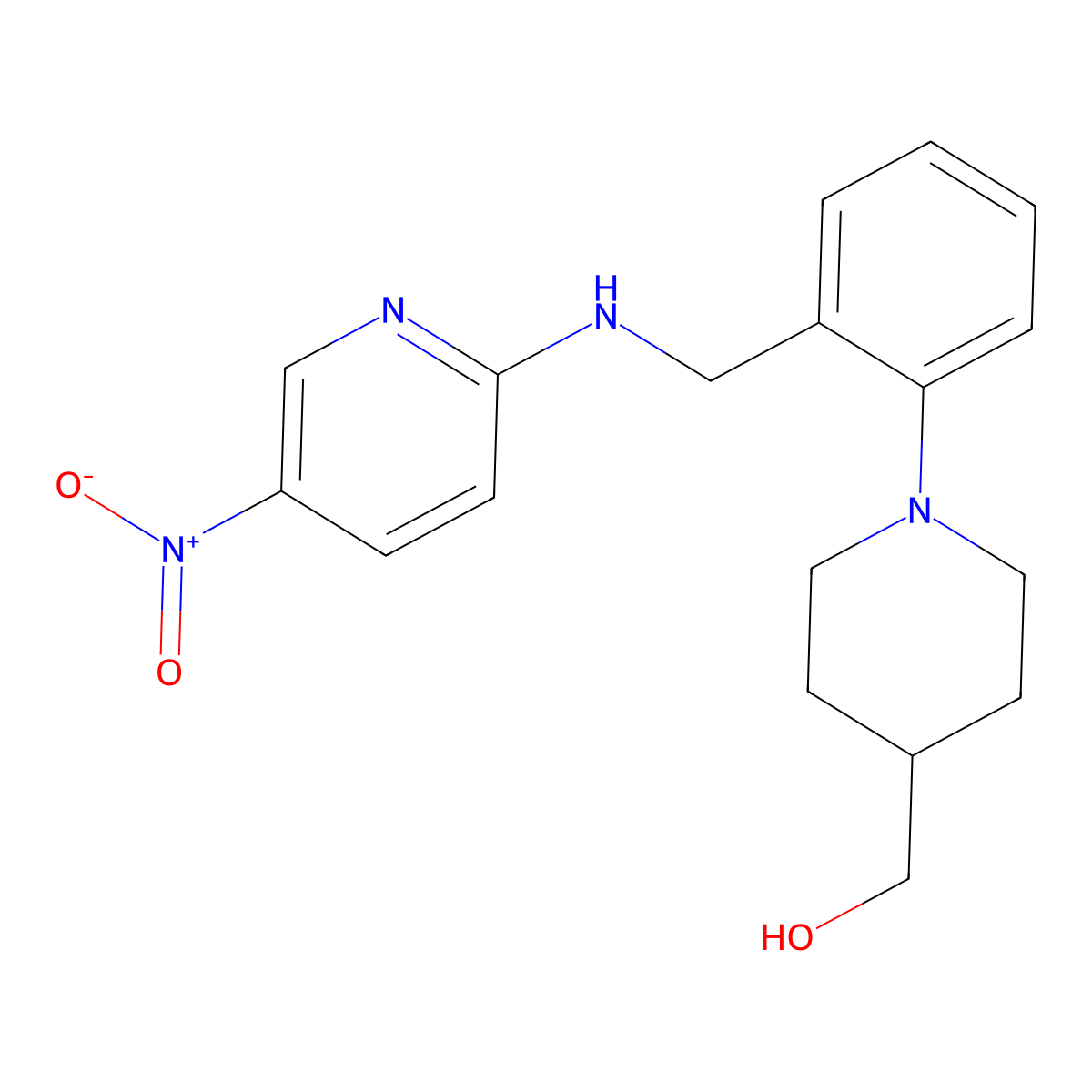 [1-(2-{[(5-Nitro-2-pyridinyl)amino]methyl}phenyl)-4-piperidinyl]methanol molecular structure, CAS 860610-89-5