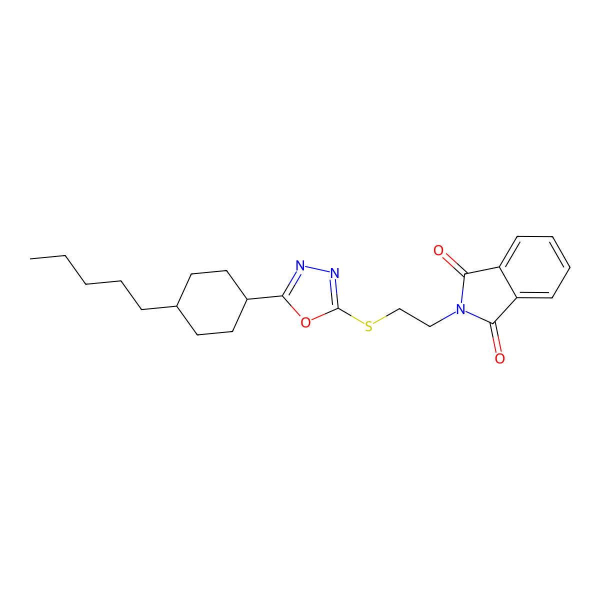 2-(2-{[5-(4-pentylcyclohexyl)-1,3,4-oxadiazol-2-yl]sulfanyl}ethyl)-1H-isoindole-1,3(2H)-dione molecular structure, CAS 860610-93-1
