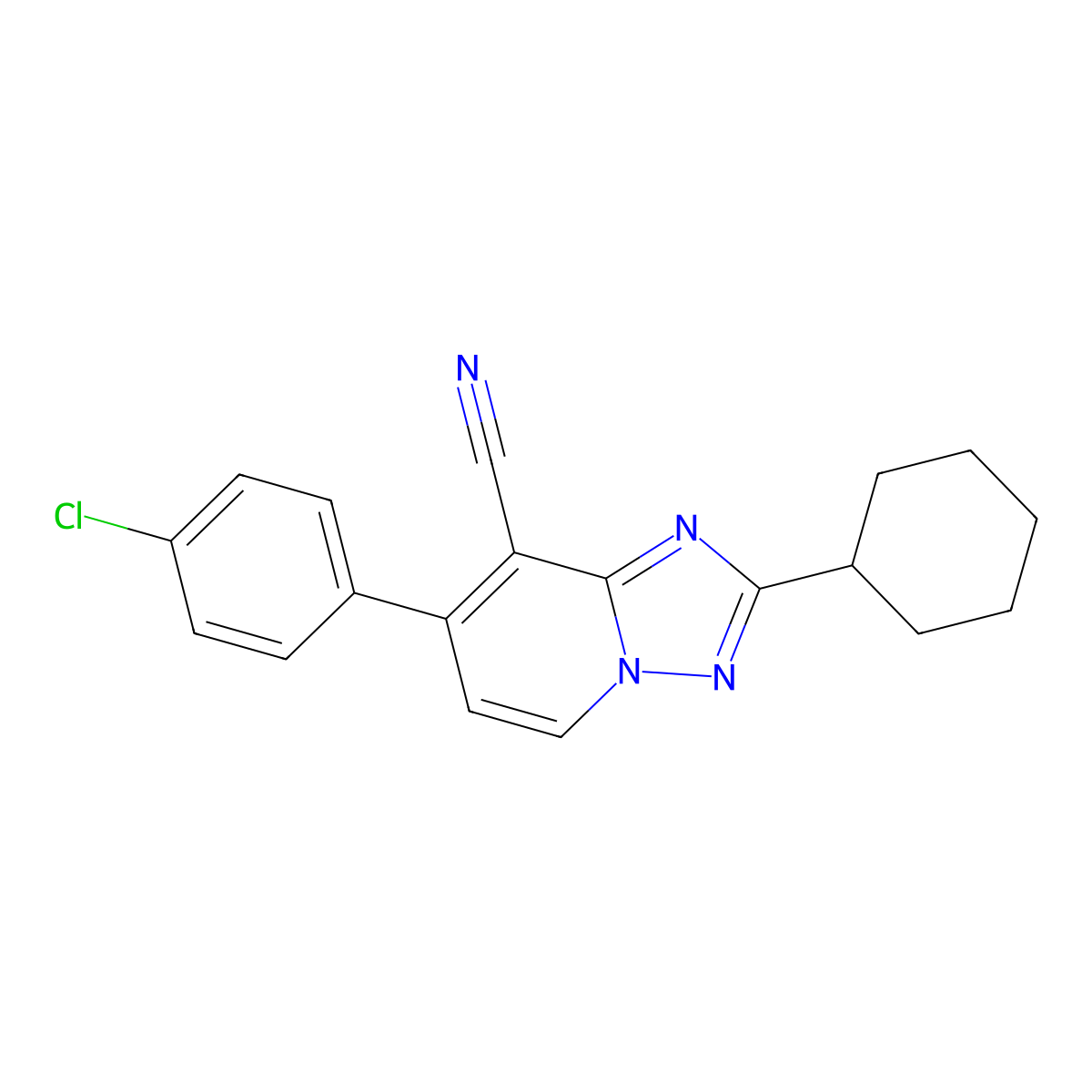7-(4-Chlorophenyl)-2-cyclohexyl-[1,2,4]triazolo[1,5-a]pyridine-8-carbonitrile molecular structure, CAS 860610-95-3