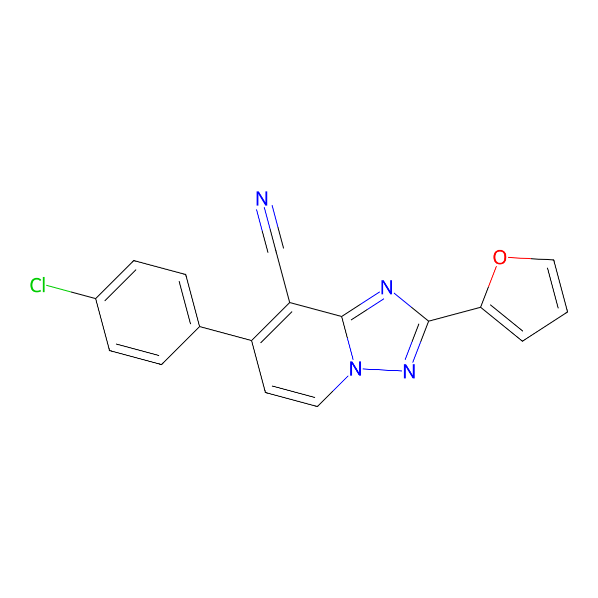 7-(4-Chlorophenyl)-2-(furan-2-yl)-[1,2,4]triazolo[1,5-a]pyridine-8-carbonitrile molecular structure, CAS 860610-96-4