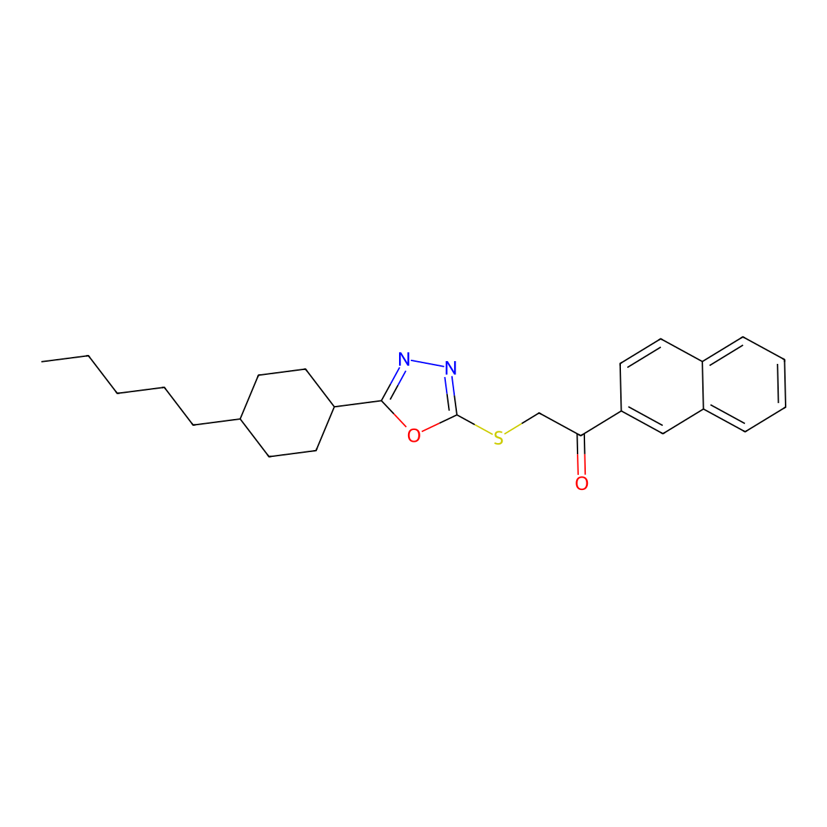 1-(2-Naphthyl)-2-{[5-(4-pentylcyclohexyl)-1,3,4-oxadiazol-2-yl]sulfanyl}-1-ethanone molecular structure, CAS 860611-00-3