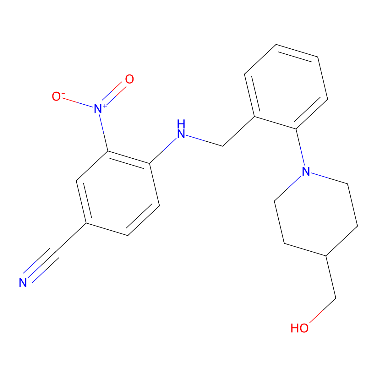 4-({2-[4-(Hydroxymethyl)piperidino]benzyl}amino)-3-nitrobenzenecarbonitrile molecular structure, CAS 860611-01-4