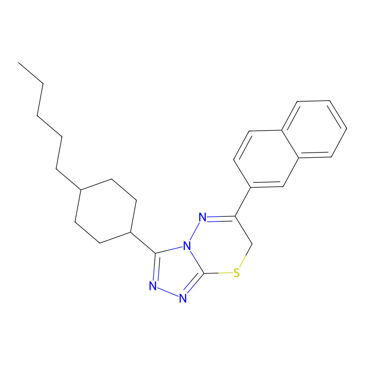 6-(2-naphthyl)-3-(4-pentylcyclohexyl)-7H-[1,2,4]triazolo[3,4-b][1,3,4]thiadiazine molecular structure, CAS 860611-02-5
