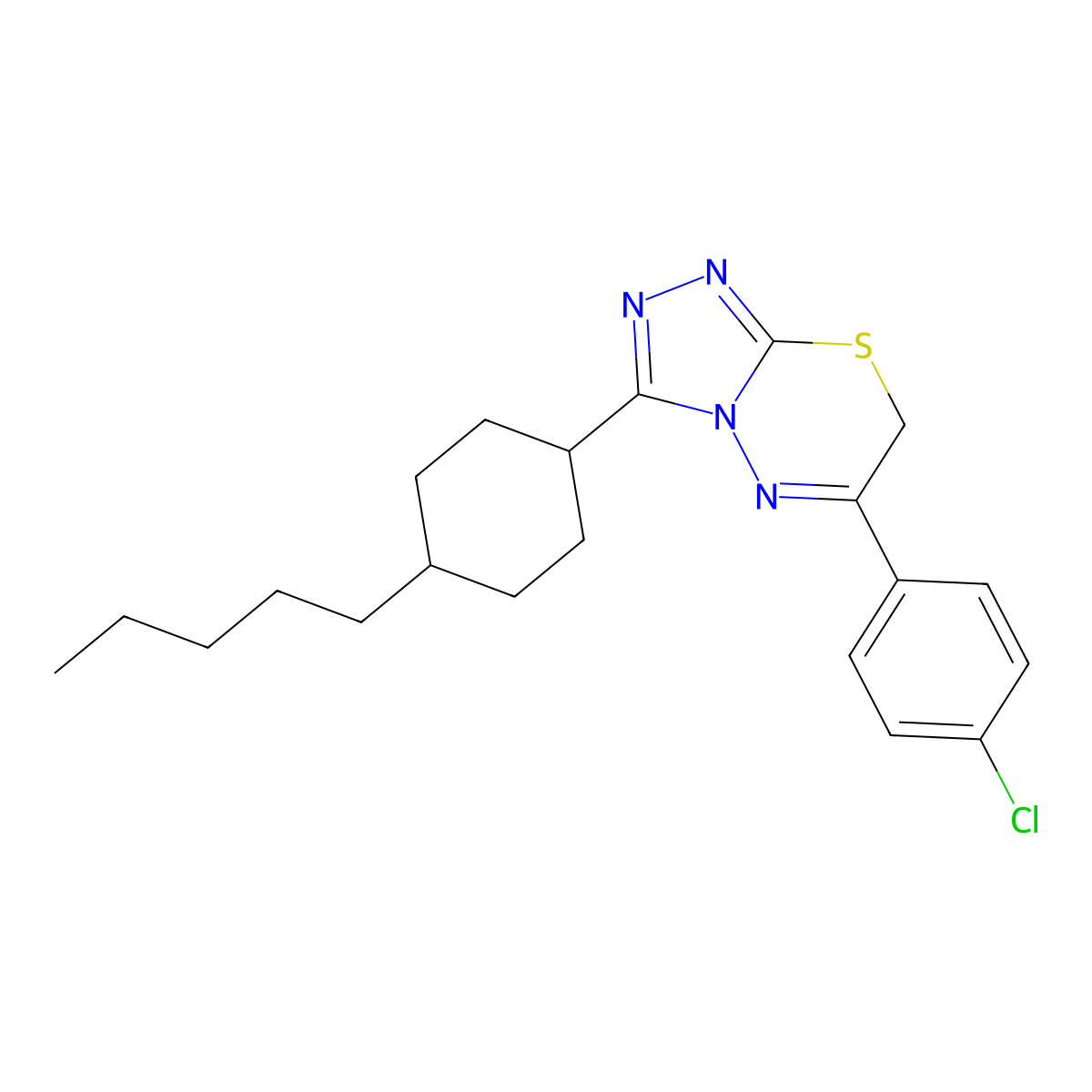 6-(4-chlorophenyl)-3-(4-pentylcyclohexyl)-7H-[1,2,4]triazolo[3,4-b][1,3,4]thiadiazine molecular structure, CAS 860611-03-6