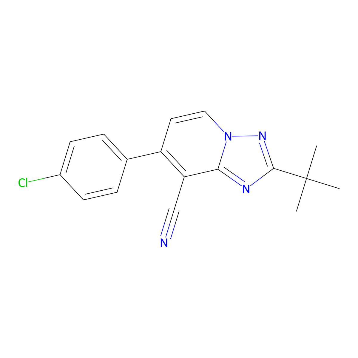 2-Tert-butyl-7-(4-chlorophenyl)-[1,2,4]triazolo[1,5-a]pyridine-8-carbonitrile molecular structure, CAS 860611-04-7