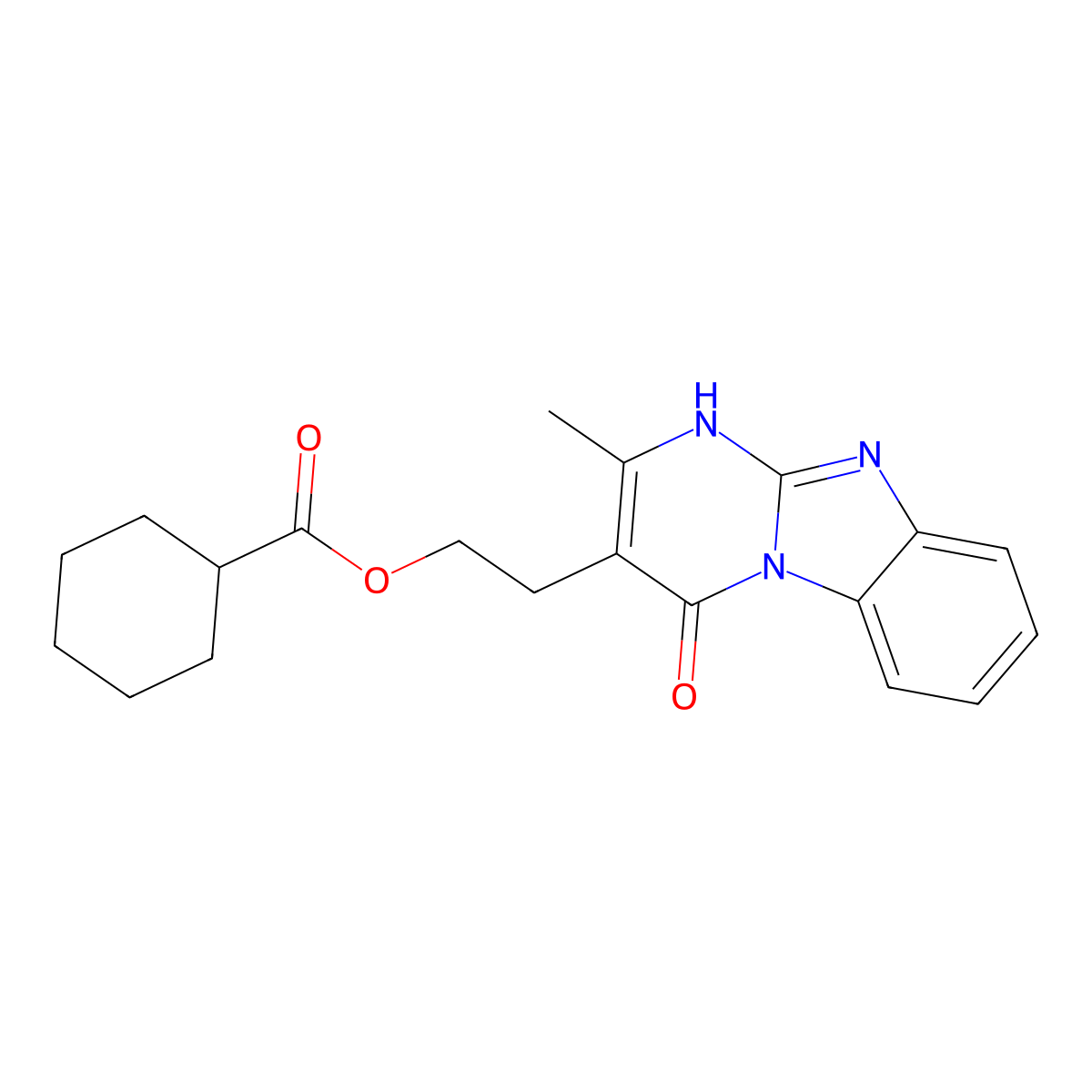 2-(2-Methyl-4-oxo-1,4-dihydropyrimido[1,2-a][1,3]benzimidazol-3-yl)ethyl cyclohexanecarboxylate molecular structure, CAS 860611-06-9