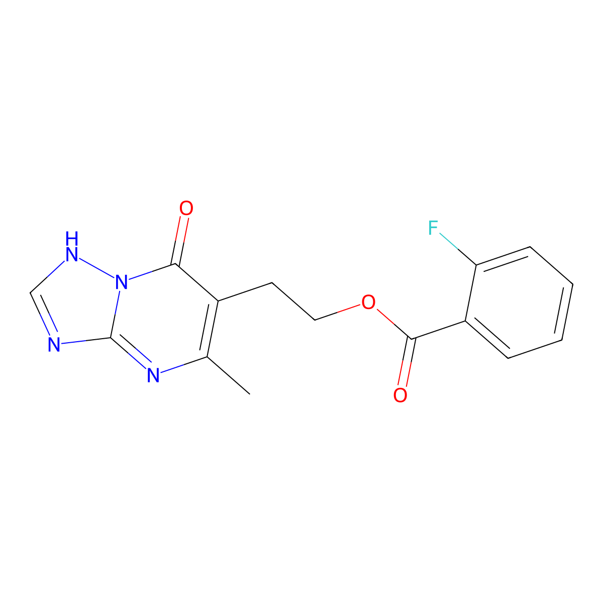 2-(5-Methyl-7-oxo-4,7-dihydro[1,2,4]triazolo[1,5-a]pyrimidin-6-yl)ethyl 2-fluorobenzenecarboxylate molecular structure, CAS 860611-07-0