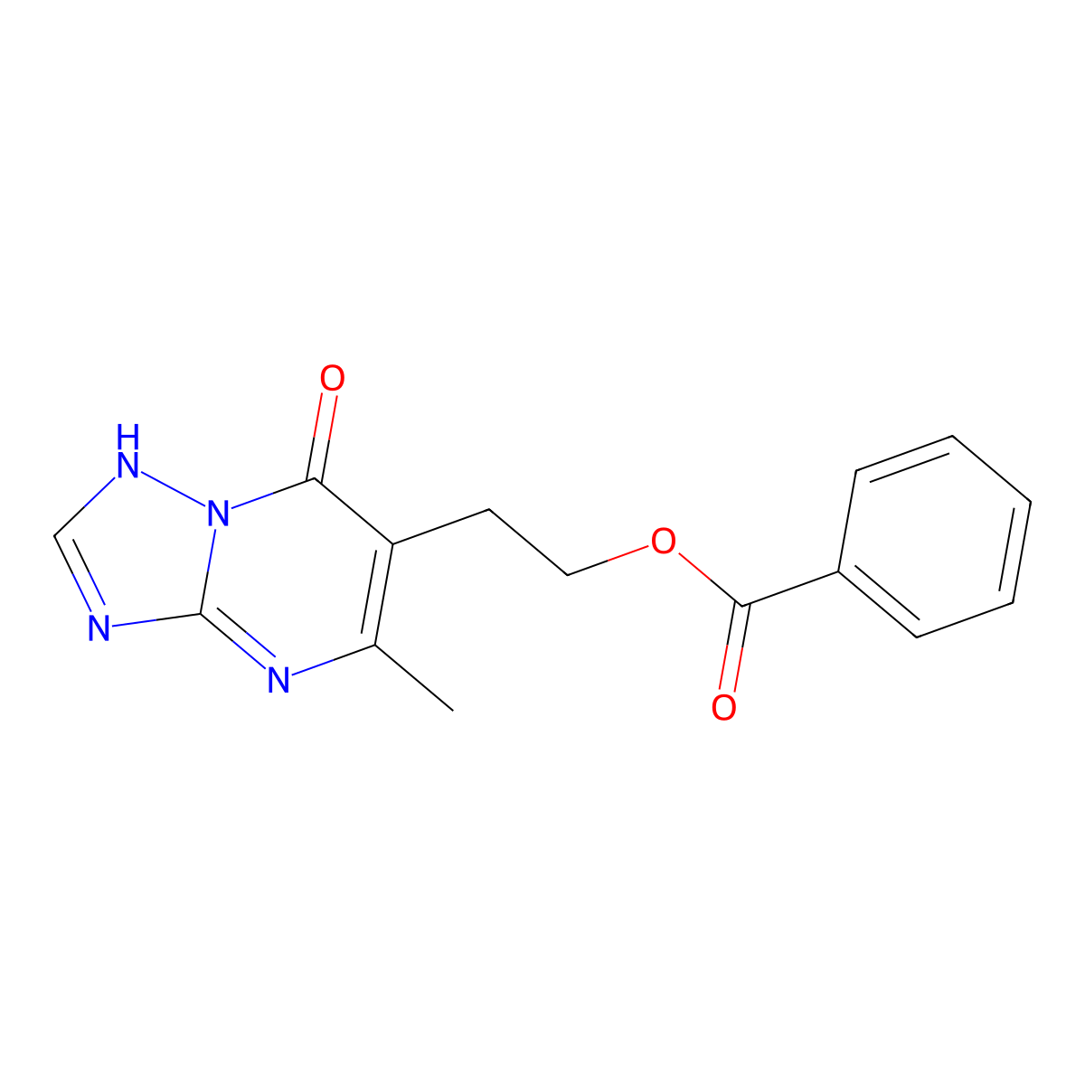 2-(5-Methyl-7-oxo-4,7-dihydro[1,2,4]triazolo[1,5-a]pyrimidin-6-yl)ethyl benzenecarboxylate molecular structure, CAS 860611-11-6