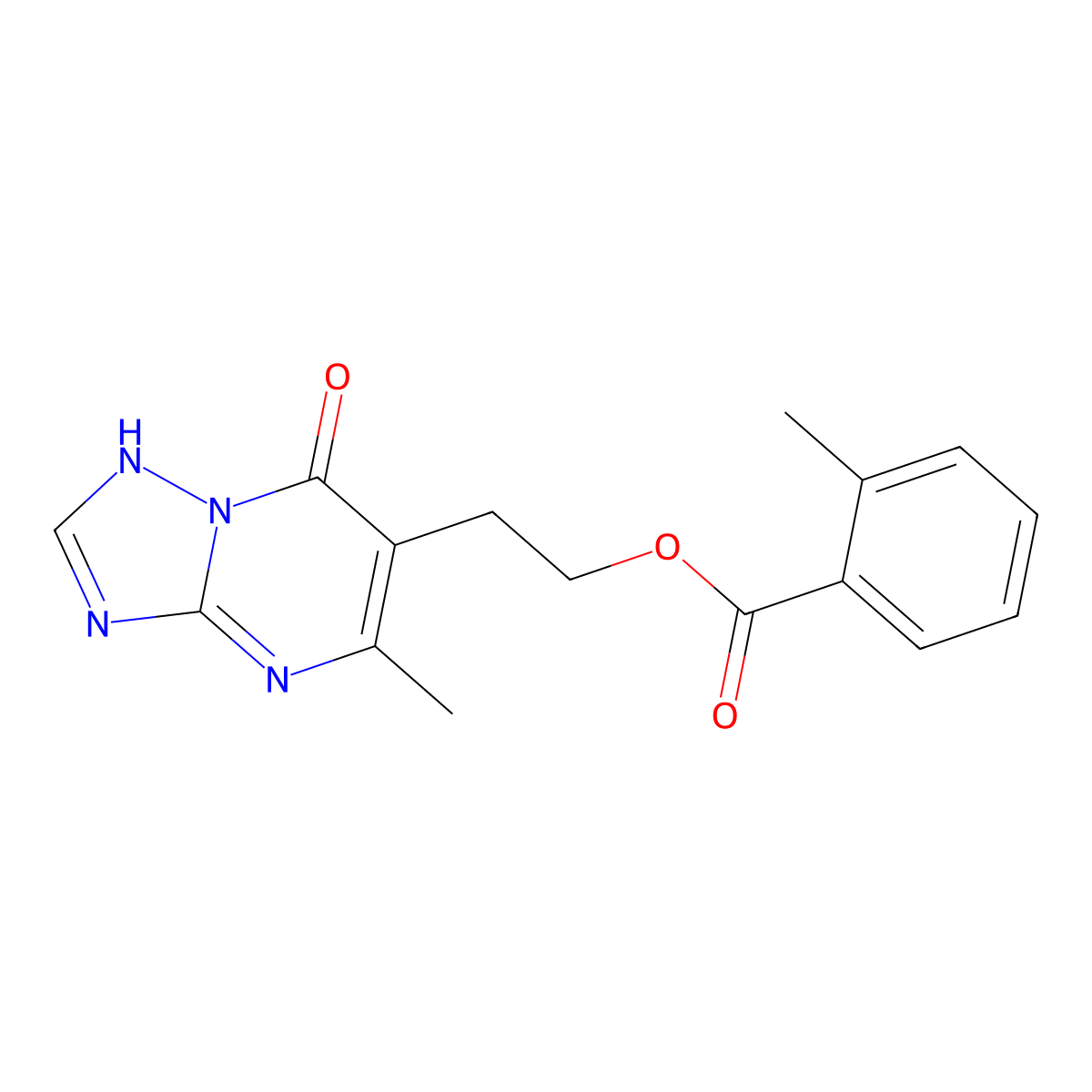 2-{5-methyl-7-oxo-4H,7H-[1,2,4]triazolo[1,5-a]pyrimidin-6-yl}ethyl 2-methylbenzoate molecular structure, CAS 860611-12-7