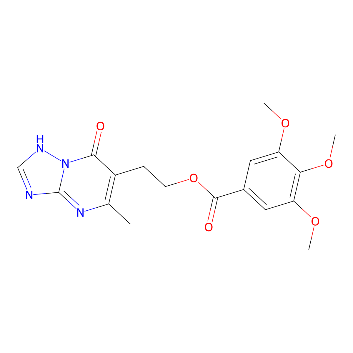 2-(5-Methyl-7-oxo-4,7-dihydro[1,2,4]triazolo[1,5-a]pyrimidin-6-yl)ethyl 3,4,5-trimethoxybenzenecarboxylate molecular structure, CAS 860611-14-9