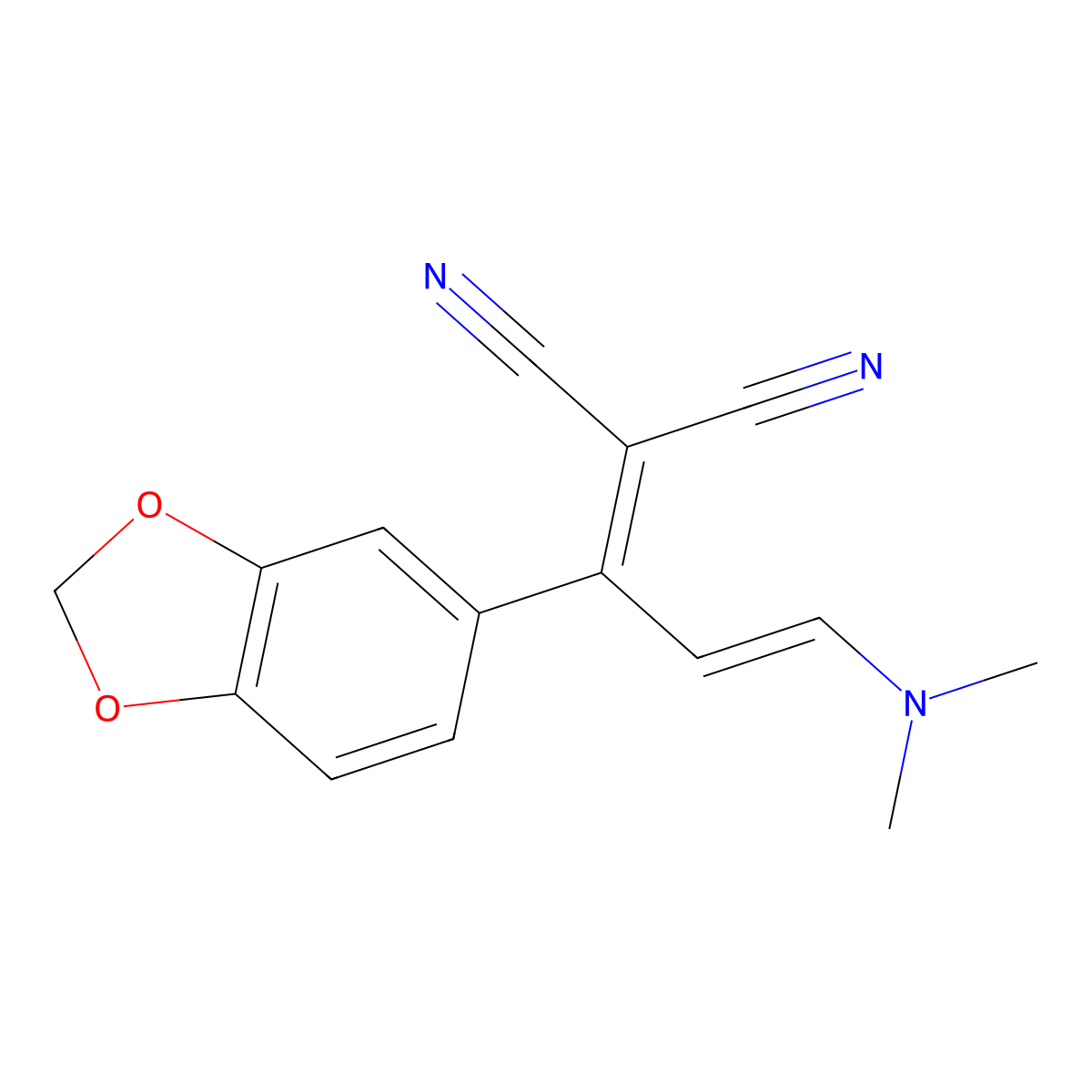 2-[(E)-1-(1,3-benzodioxol-5-yl)-3-(dimethylamino)-2-propenylidene]malononitrile molecular structure, CAS 860611-15-0