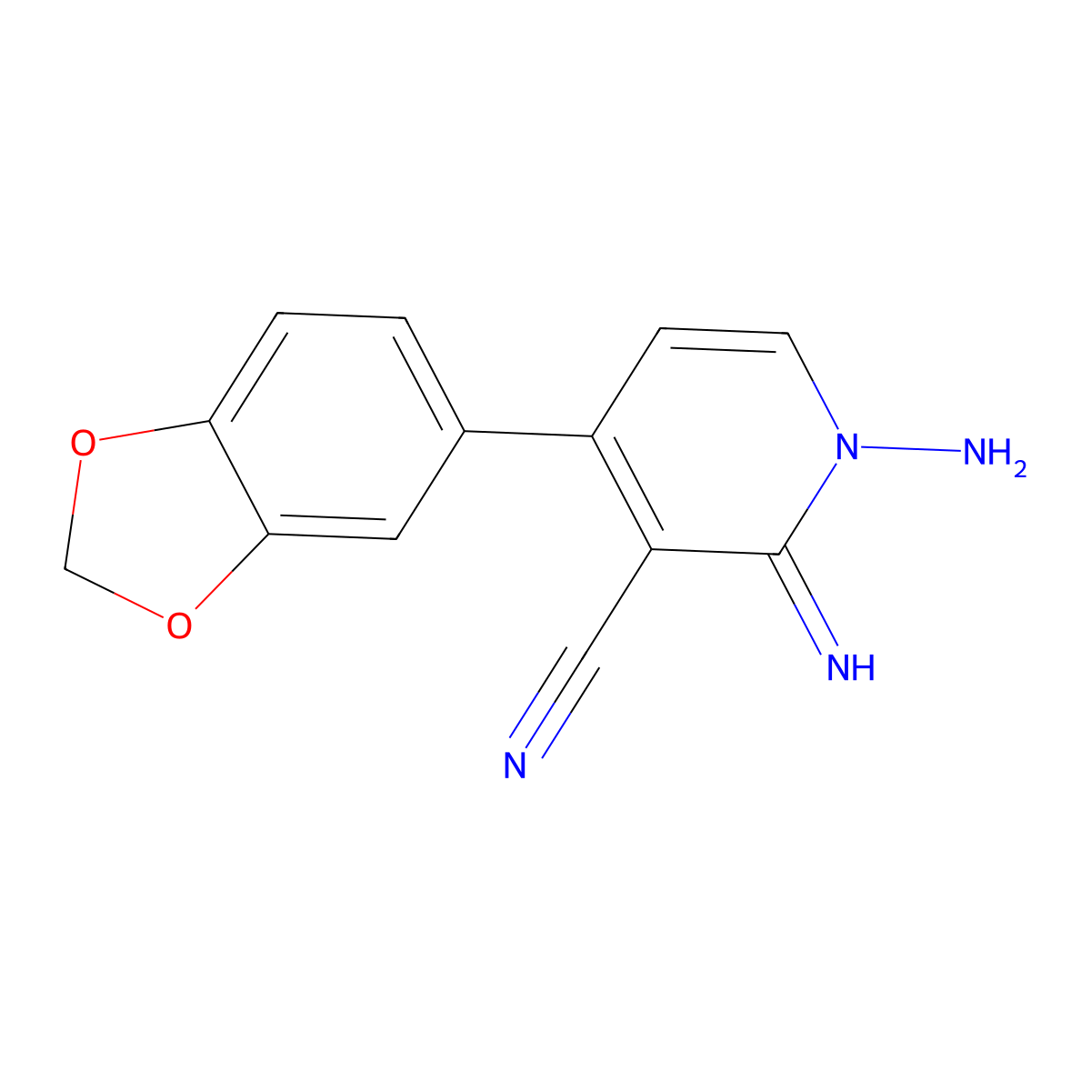 1-Amino-4-(1,3-benzodioxol-5-yl)-2-imino-1,2-dihydro-3-pyridinecarbonitrile molecular structure, CAS 860611-19-4