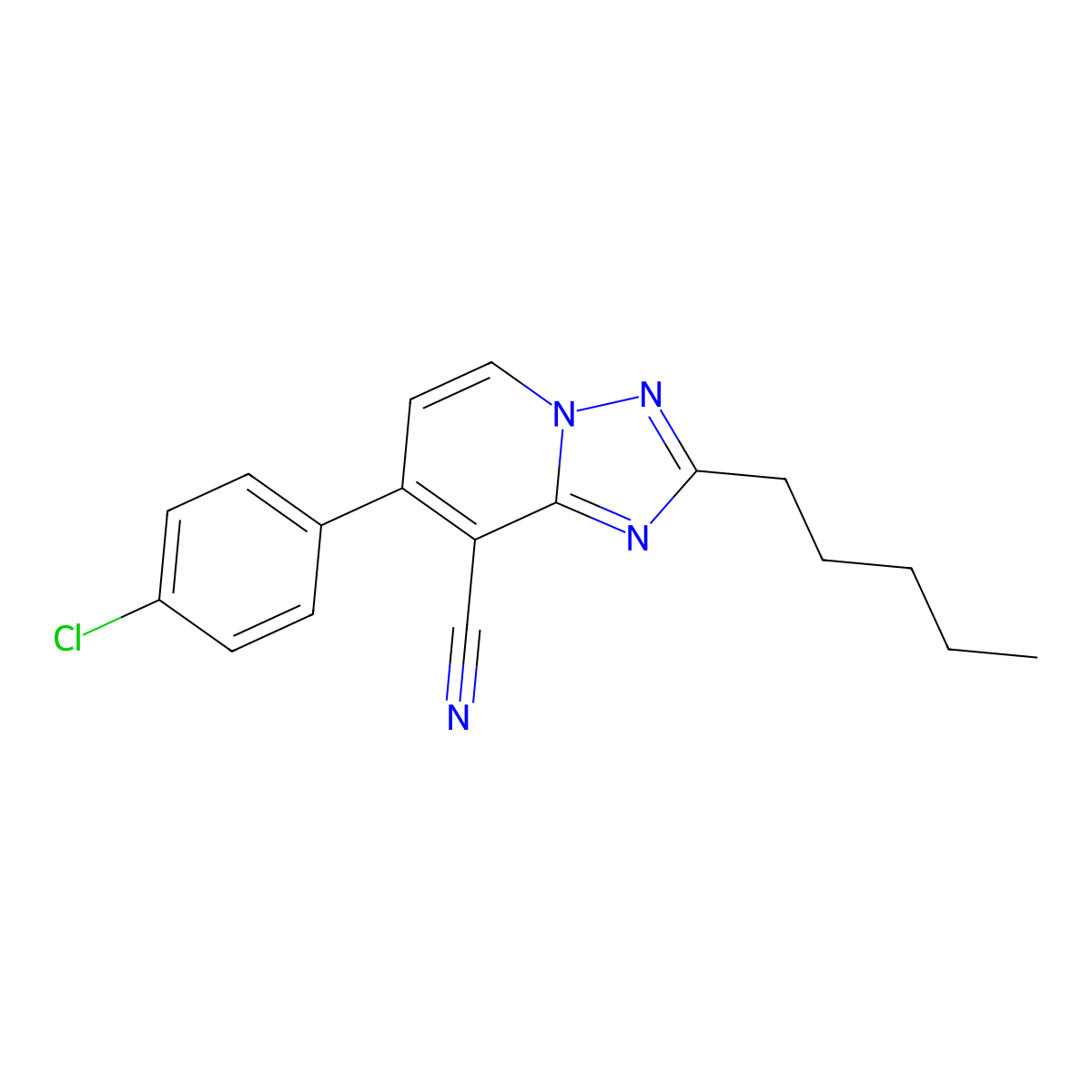 7-(4-Chlorophenyl)-2-pentyl-[1,2,4]triazolo[1,5-a]pyridine-8-carbonitrile molecular structure, CAS 860611-20-7