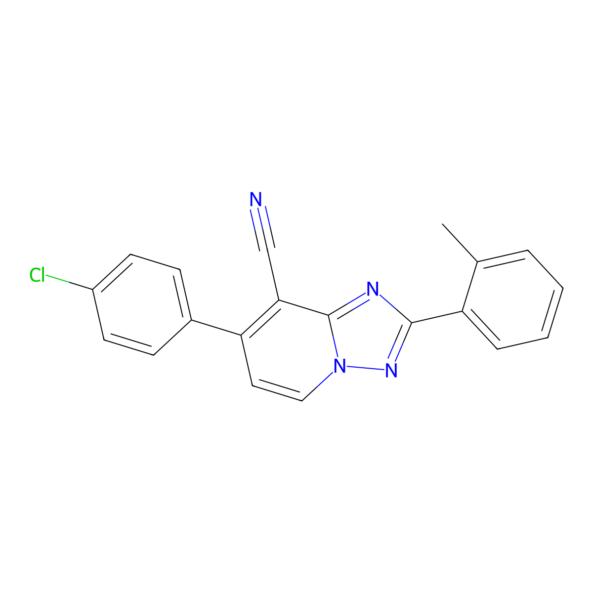 7-(4-Chlorophenyl)-2-(2-methylphenyl)[1,2,4]triazolo[1,5-a]pyridine-8-carbonitrile molecular structure, CAS 860611-21-8