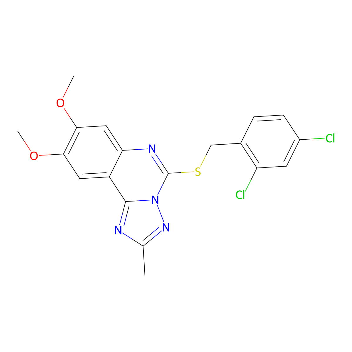 5-[(2,4-Dichlorobenzyl)sulfanyl]-8,9-dimethoxy-2-methyl[1,2,4]triazolo[1,5-c]quinazoline molecular structure, CAS 860611-22-9
