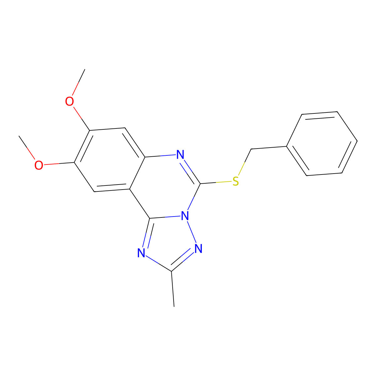 5-(Benzylsulfanyl)-8,9-dimethoxy-2-methyl[1,2,4]triazolo[1,5-c]quinazoline molecular structure, CAS 860611-23-0