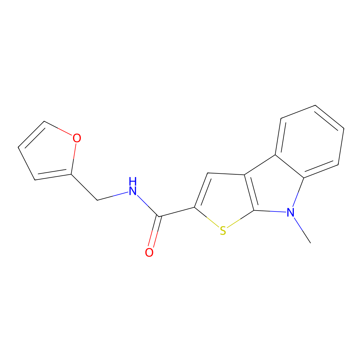 N-(2-furylmethyl)-8-methyl-8H-thieno[2,3-b]indole-2-carboxamide molecular structure, CAS 860611-24-1