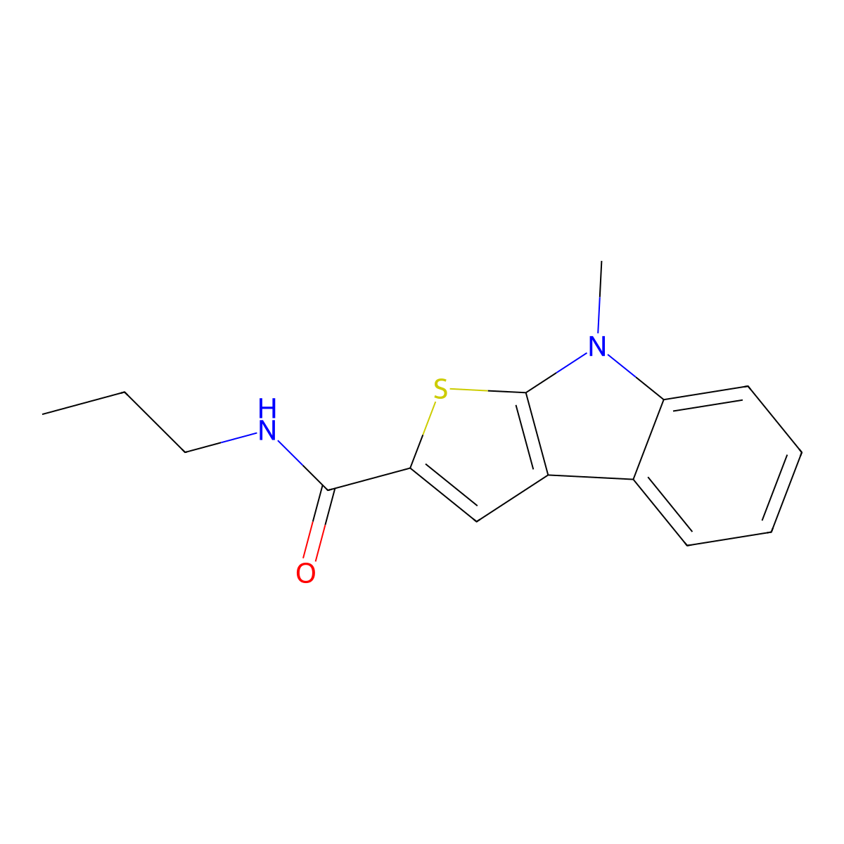 8-methyl-N-propyl-8H-thieno[2,3-b]indole-2-carboxamide molecular structure, CAS 860611-25-2