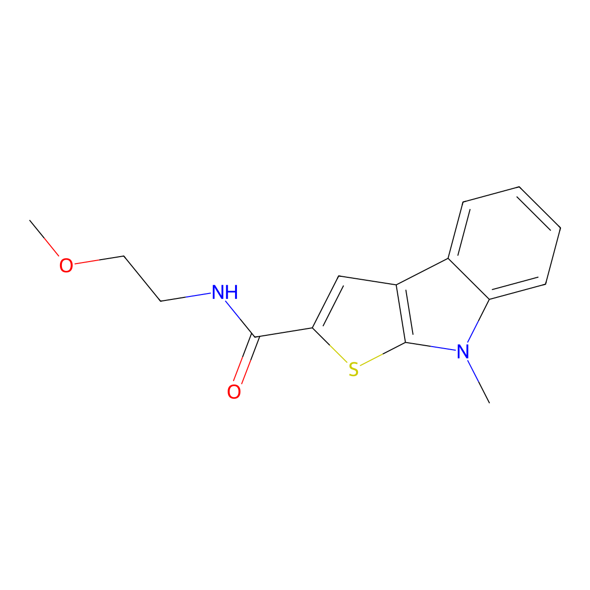 N-(2-methoxyethyl)-8-methyl-8H-thieno[2,3-b]indole-2-carboxamide molecular structure, CAS 860611-26-3