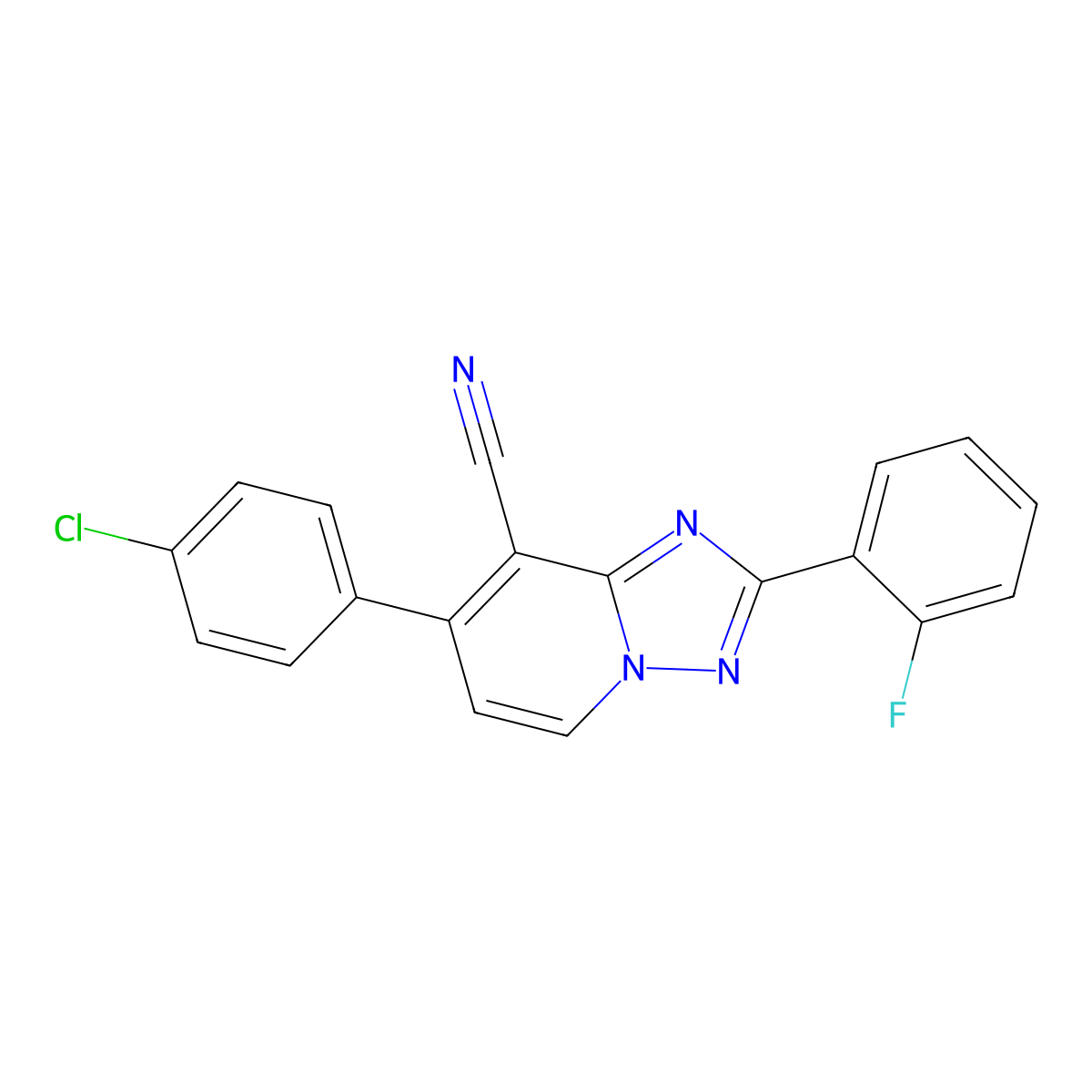7-(4-Chlorophenyl)-2-(2-fluorophenyl)-[1,2,4]triazolo[1,5-a]pyridine-8-carbonitrile molecular structure, CAS 860611-28-5