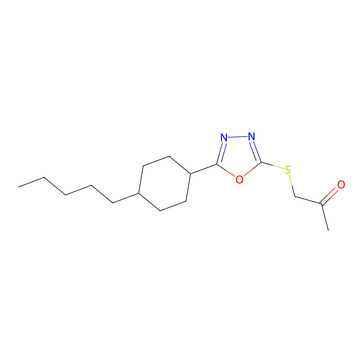 1-{[5-(4-Pentylcyclohexyl)-1,3,4-oxadiazol-2-yl]sulfanyl}acetone molecular structure, CAS 860611-31-0