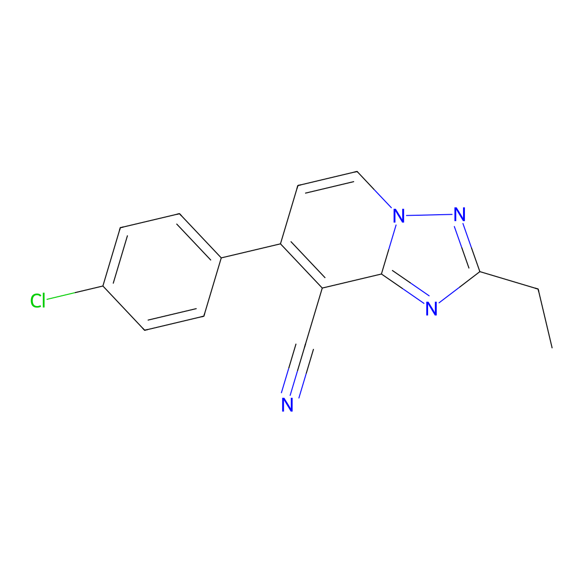 7-(4-Chlorophenyl)-2-ethyl-[1,2,4]triazolo[1,5-a]pyridine-8-carbonitrile molecular structure, CAS 860611-34-3