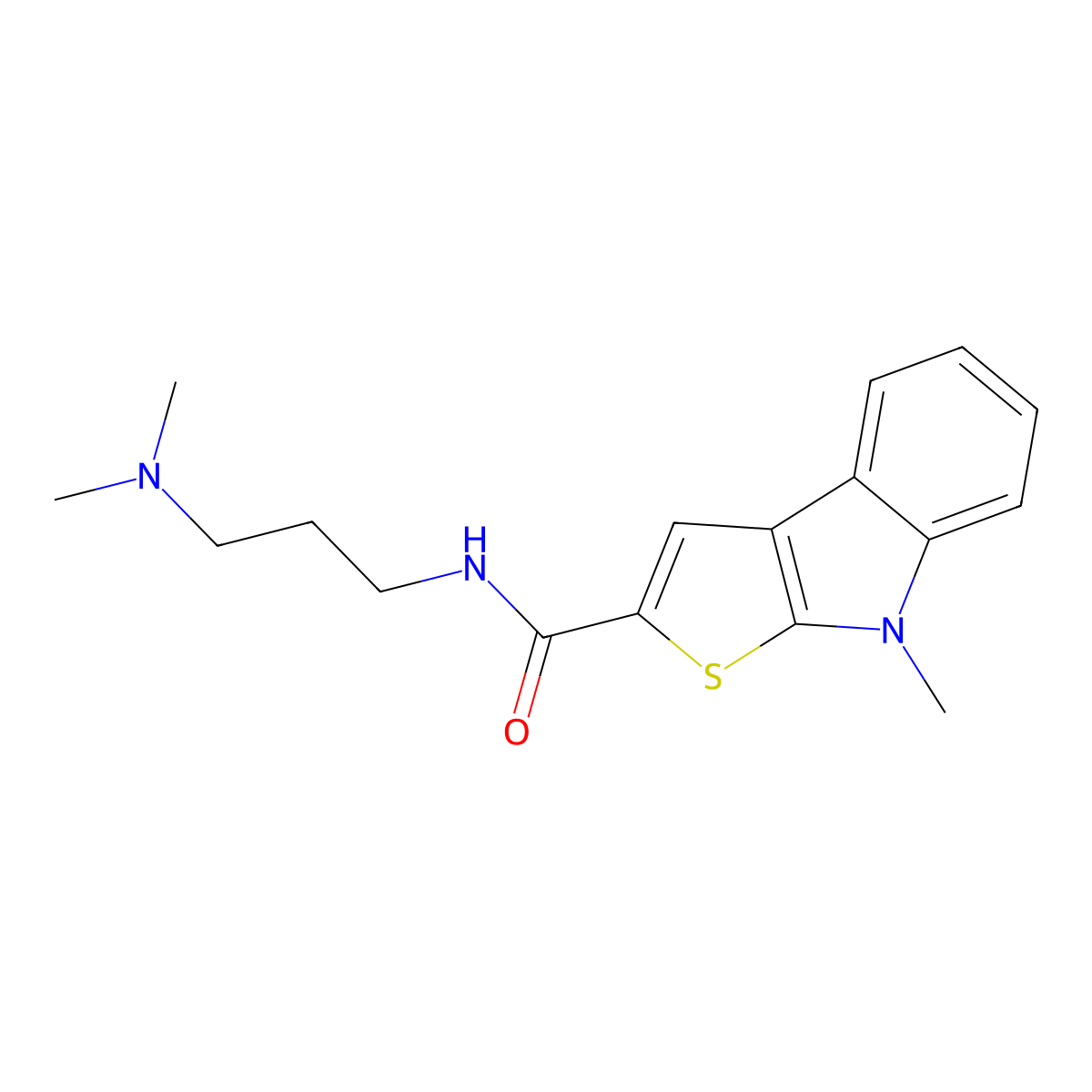 N-[3-(dimethylamino)propyl]-8-methyl-8H-thieno[2,3-b]indole-2-carboxamide molecular structure, CAS 860611-35-4