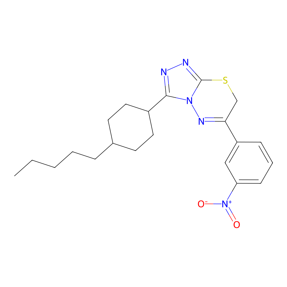 6-(3-nitrophenyl)-3-(4-pentylcyclohexyl)-7H-[1,2,4]triazolo[3,4-b][1,3,4]thiadiazine molecular structure, CAS 860611-36-5