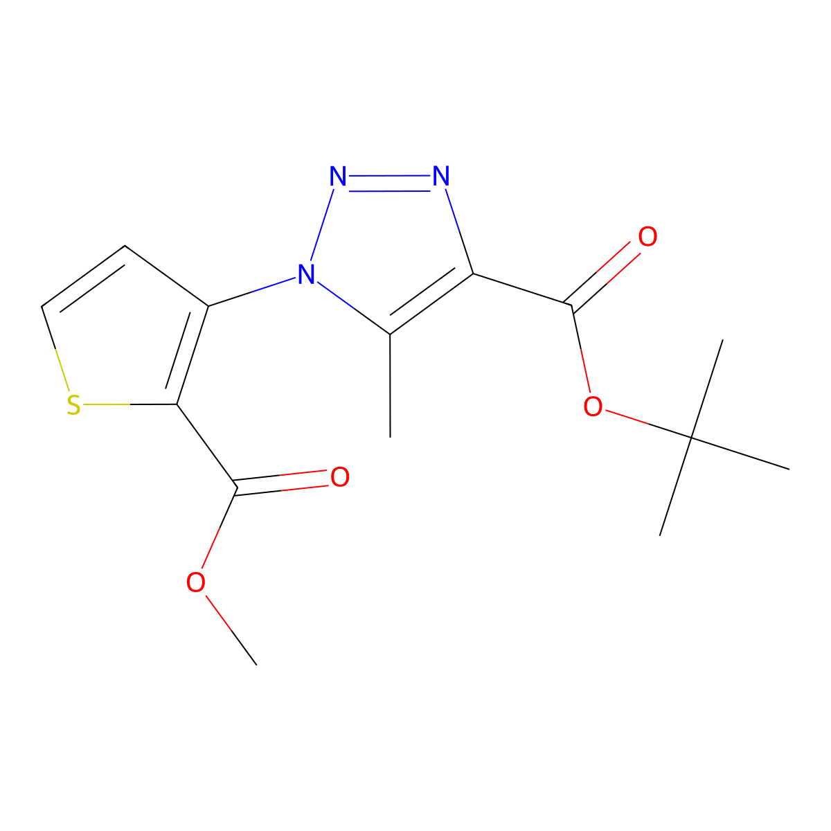 tert-butyl 1-[2-(methoxycarbonyl)-3-thienyl]-5-methyl-1H-1,2,3-triazole-4-carboxylate molecular structure, CAS 860611-40-1