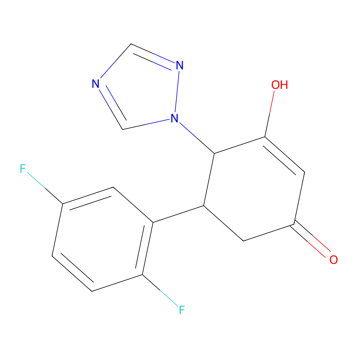 5-(2,5-difluorophenyl)-3-hydroxy-4-(1H-1,2,4-triazol-1-yl)-2-cyclohexen-1-one molecular structure, CAS 860611-41-2