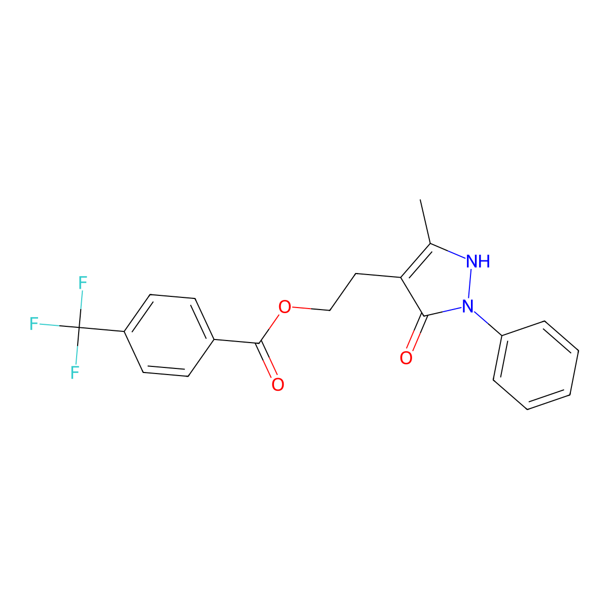 2-(5-methyl-3-oxo-2-phenyl-2,3-dihydro-1H-pyrazol-4-yl)ethyl 4-(trifluoromethyl)benzenecarboxylate molecular structure, CAS 860611-55-8