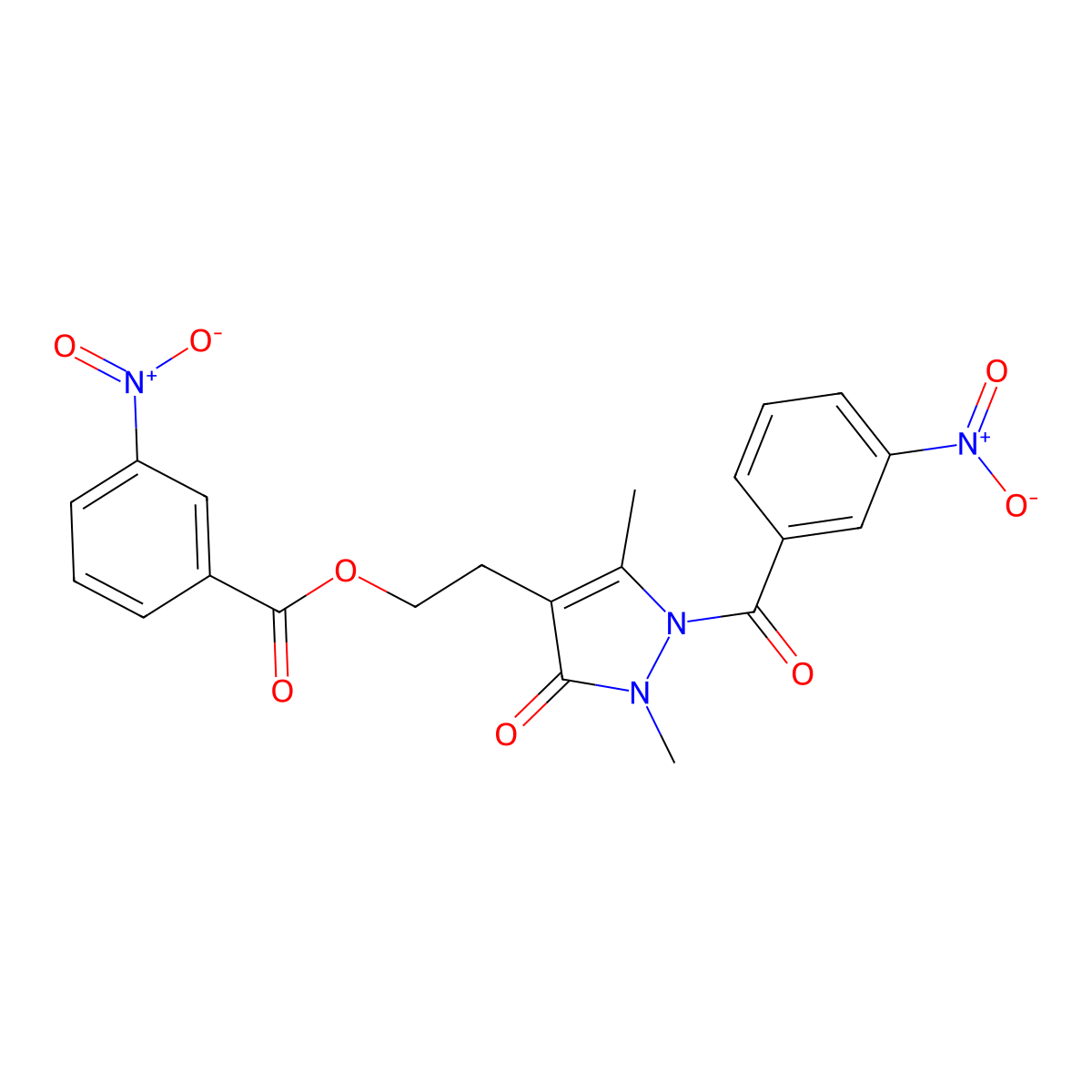 2-[2,5-dimethyl-1-(3-nitrobenzoyl)-3-oxo-2,3-dihydro-1H-pyrazol-4-yl]ethyl 3-nitrobenzenecarboxylate molecular structure, CAS 860611-56-9