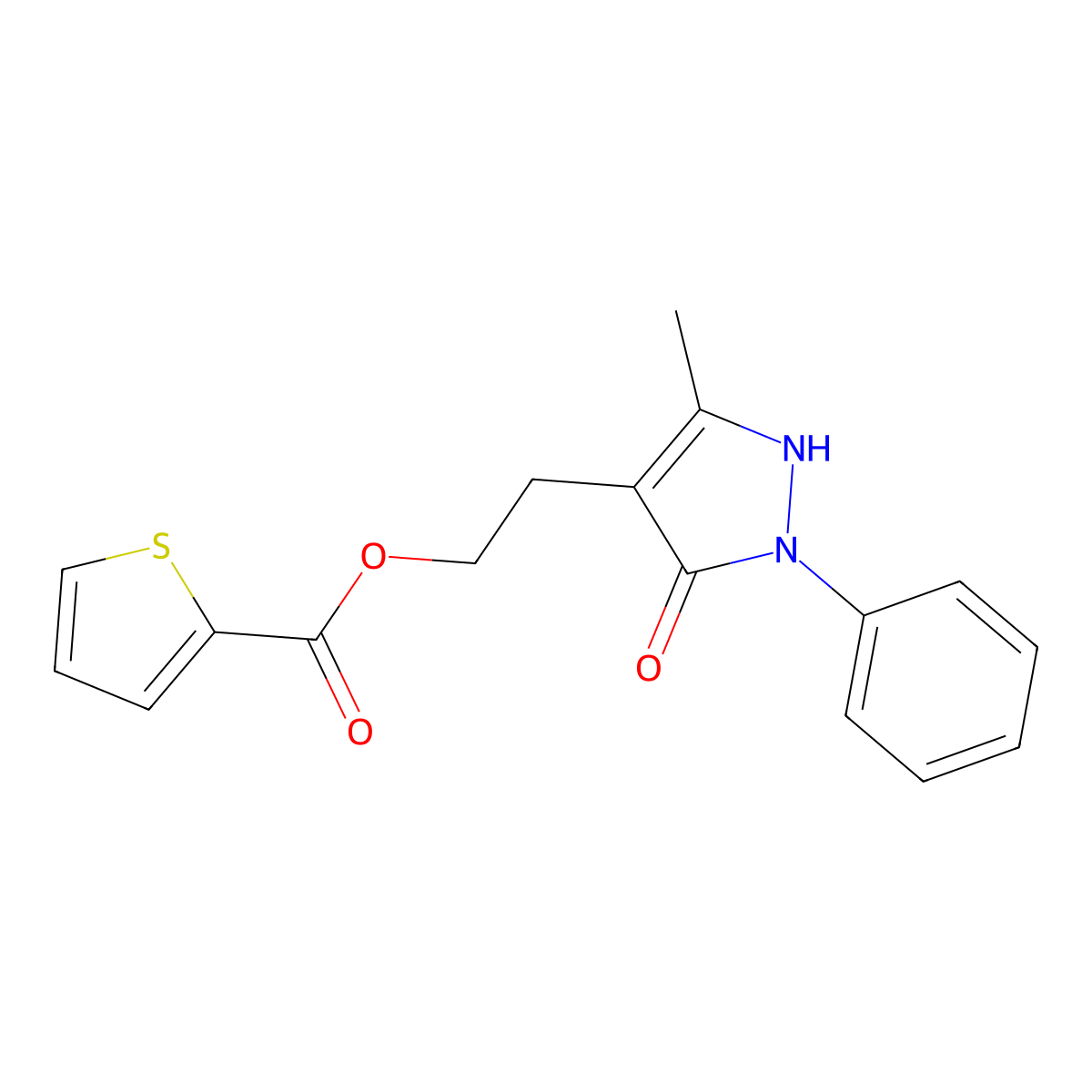 2-(5-methyl-3-oxo-2-phenyl-2,3-dihydro-1H-pyrazol-4-yl)ethyl 2-thiophenecarboxylate molecular structure, CAS 860611-59-2