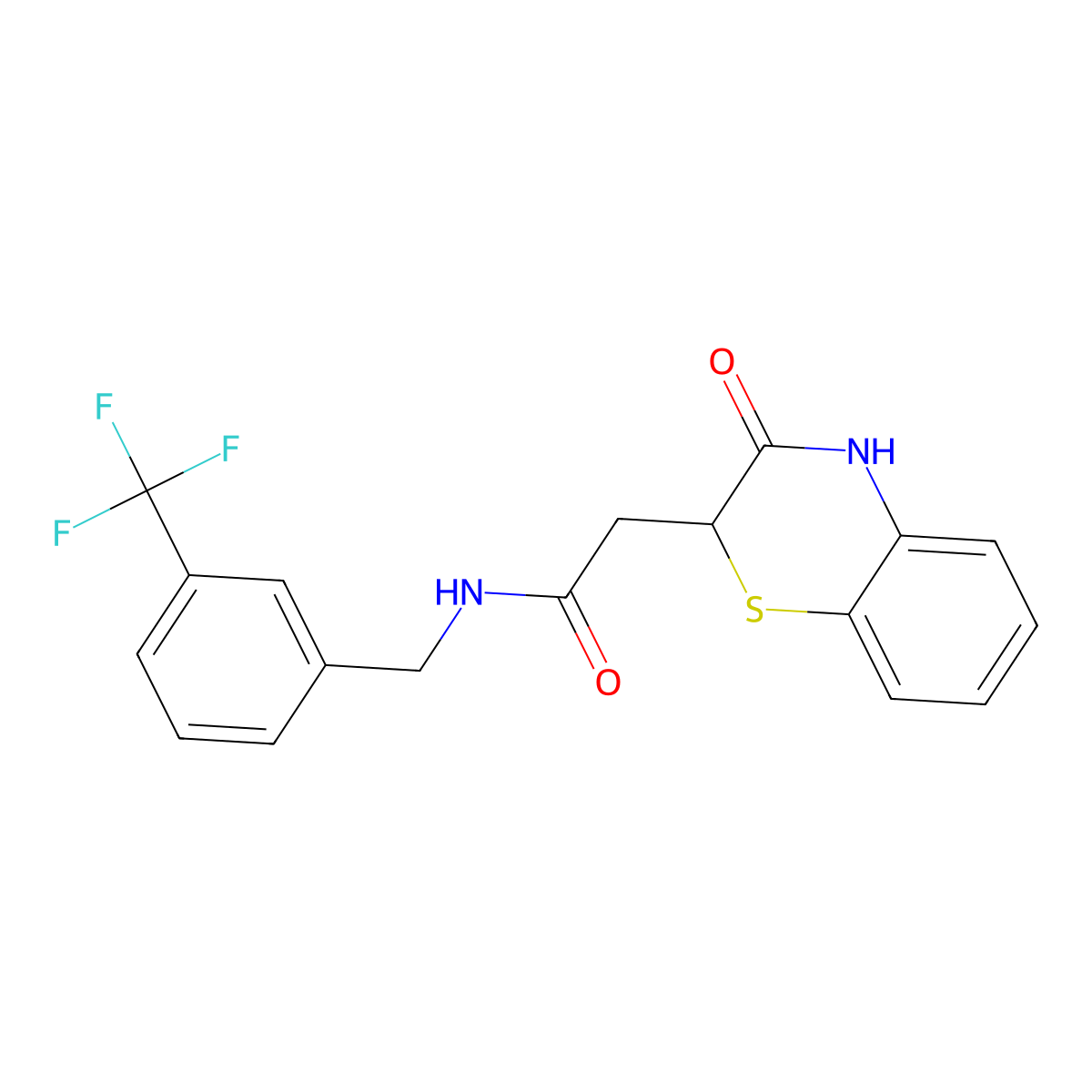 2-(3-oxo-3,4-dihydro-2H-1,4-benzothiazin-2-yl)-N-[3-(trifluoromethyl)benzyl]acetamide molecular structure, CAS 860611-60-5