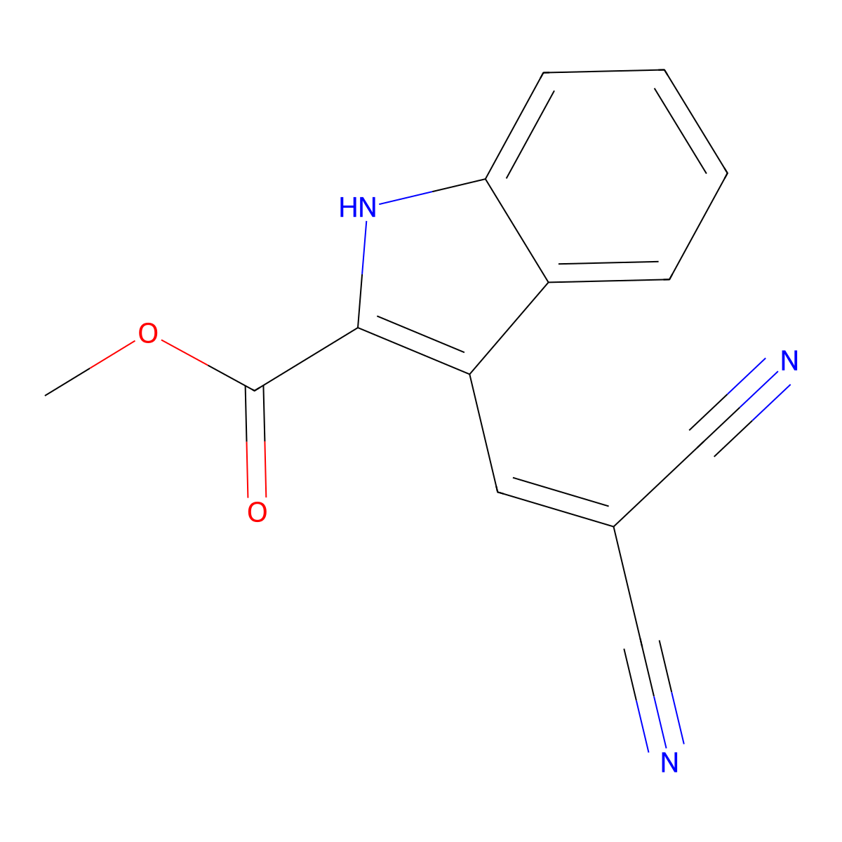 methyl 3-(2,2-dicyanovinyl)-1H-indole-2-carboxylate molecular structure, CAS 860611-63-8