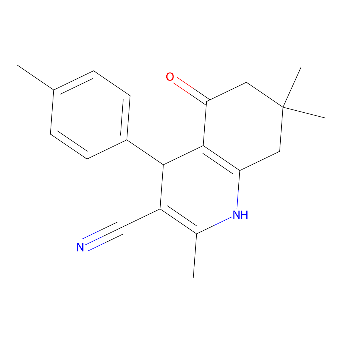 1,4,5,6,7,8-Hexahydro-2,7,7-trimethyl-4-(4-methylphenyl)-5-oxo-3-quinolinecarbonitrile molecular structure, CAS 860611-67-2