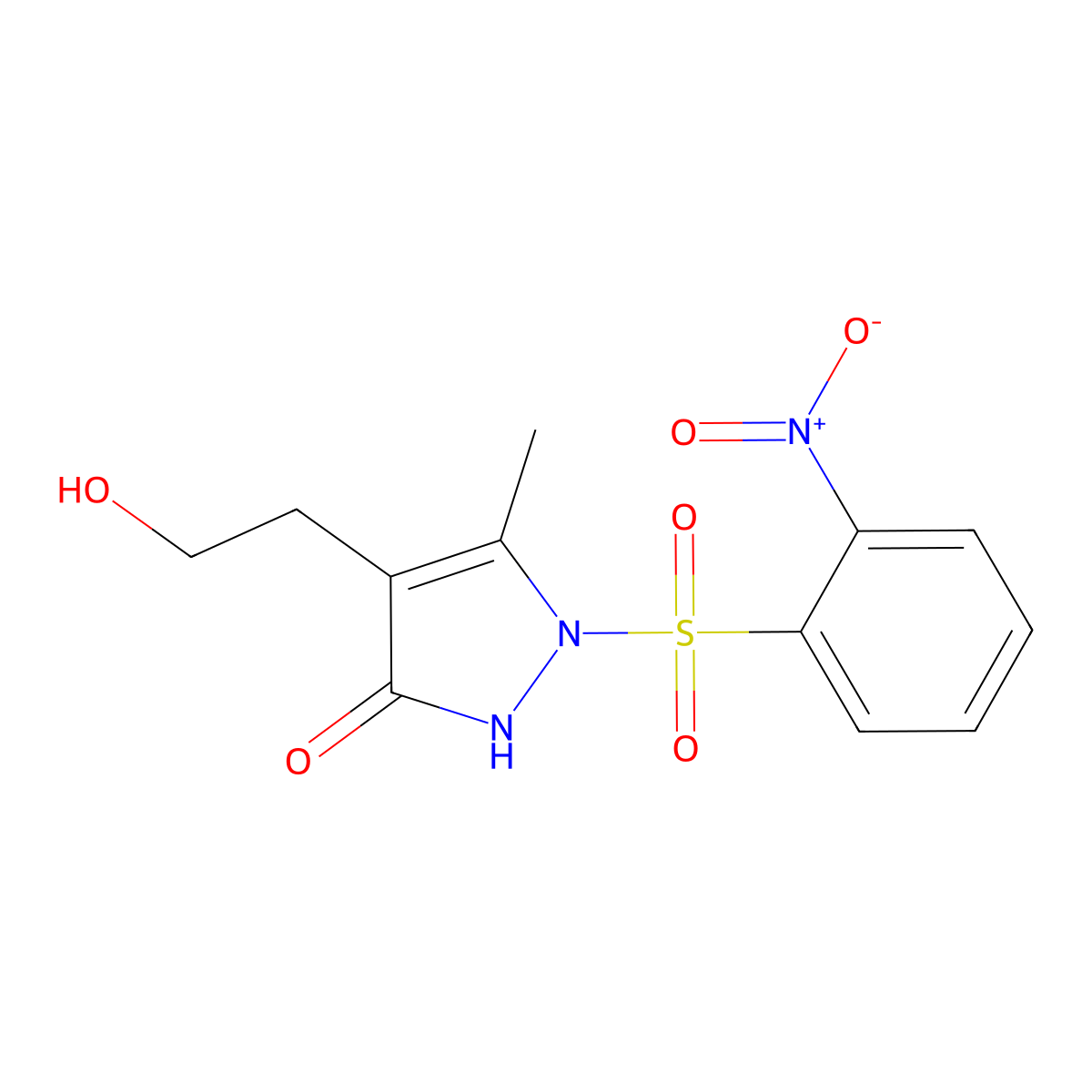 4-(2-hydroxyethyl)-5-methyl-1-[(2-nitrophenyl)sulfonyl]-1,2-dihydro-3H-pyrazol-3-one molecular structure, CAS 860611-74-1