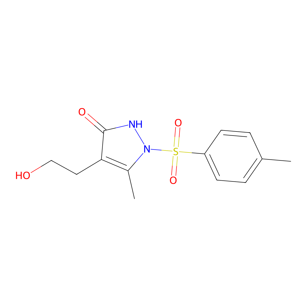 4-(2-hydroxyethyl)-5-methyl-1-[(4-methylphenyl)sulfonyl]-1,2-dihydro-3H-pyrazol-3-one molecular structure, CAS 860611-79-6