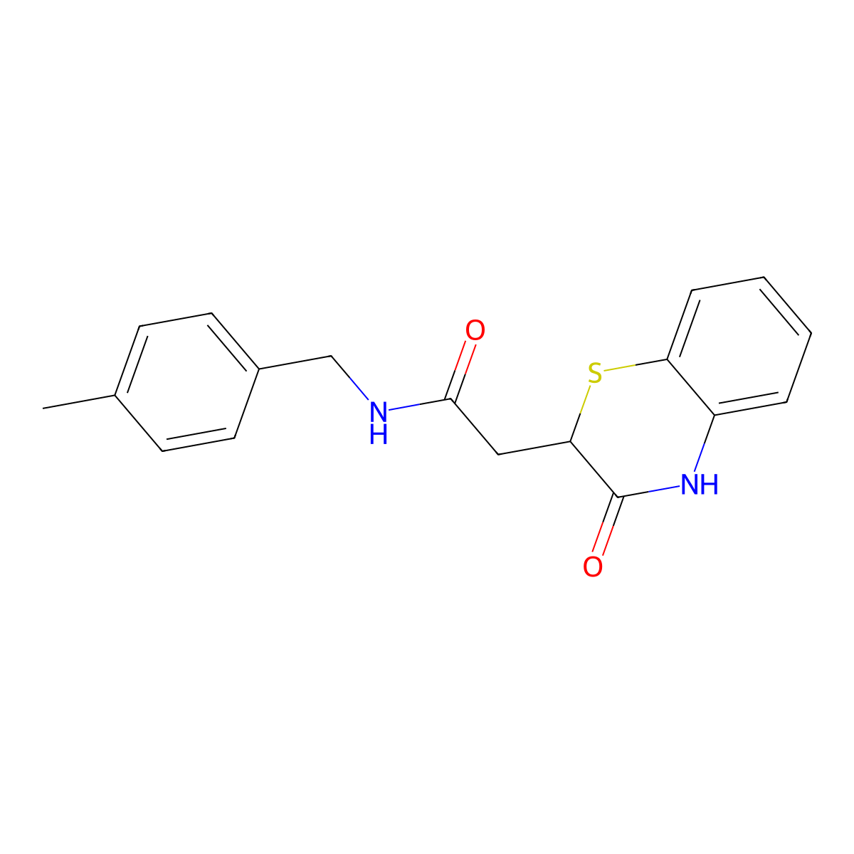 N-(4-methylbenzyl)-2-(3-oxo-3,4-dihydro-2H-1,4-benzothiazin-2-yl)acetamide molecular structure, CAS 860611-81-0